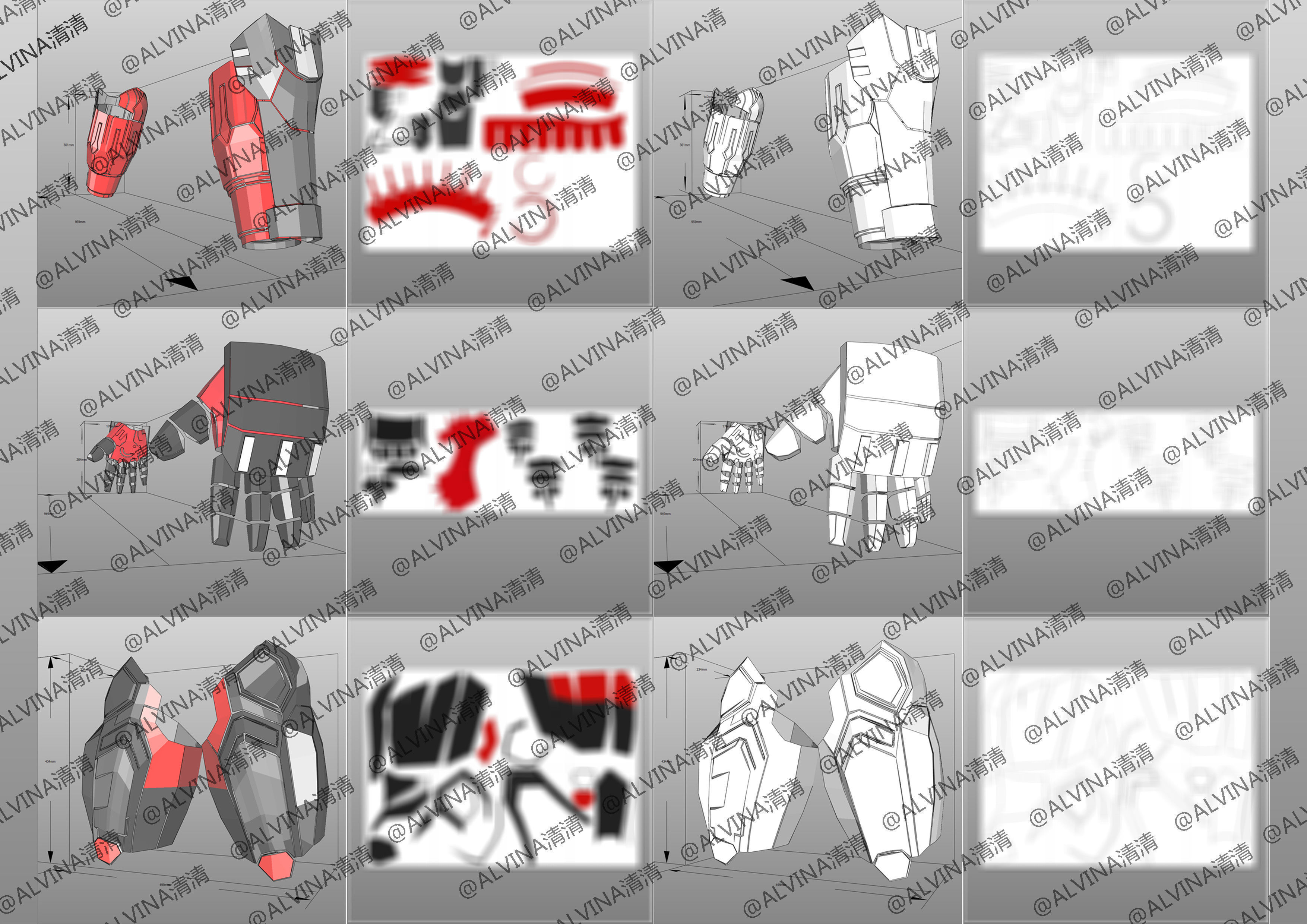 Armorized Deadpool Cosplay Pepakura Foam Full Low-poly 3D model_11