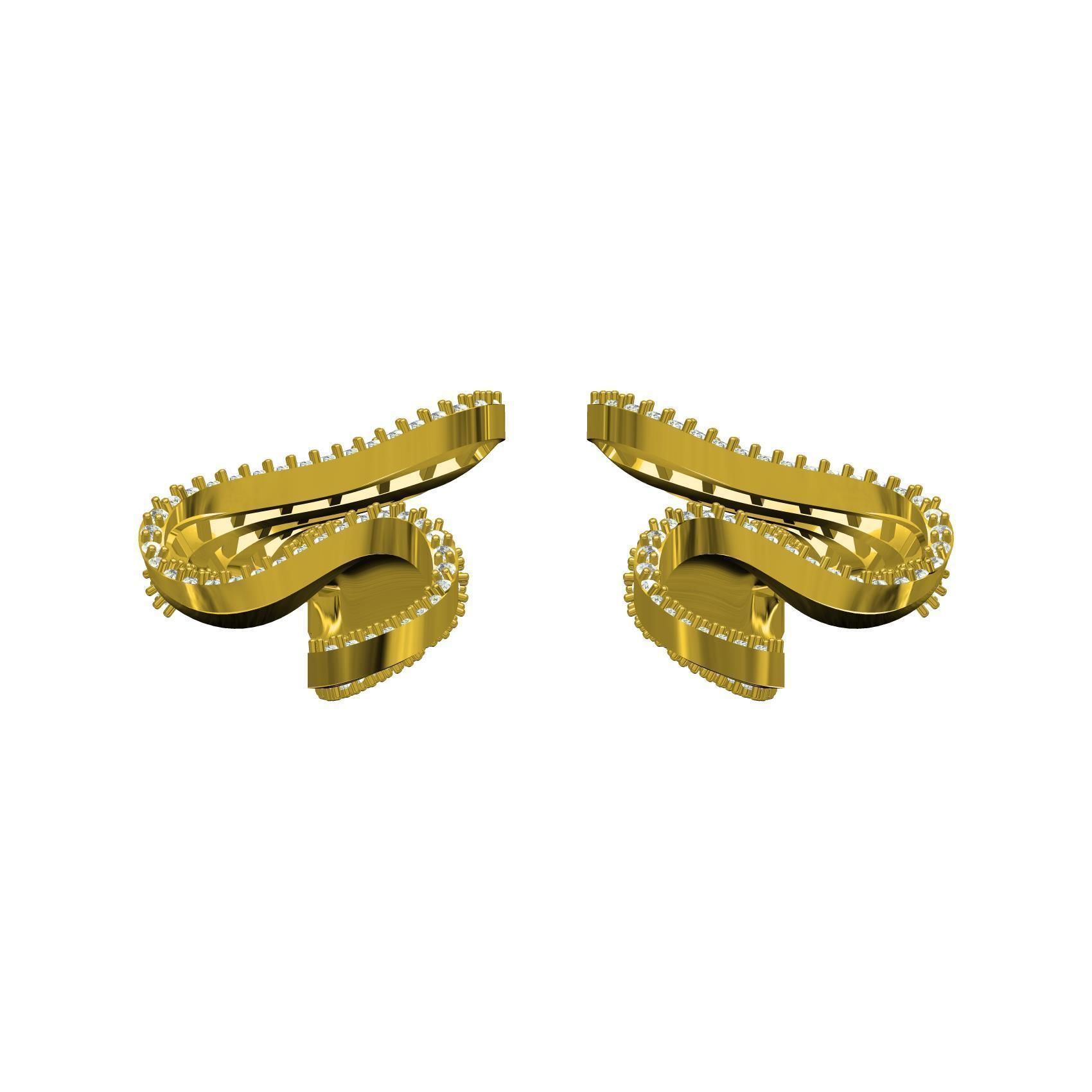 Antique Wave Dangle Drop Earring 3D print model_3