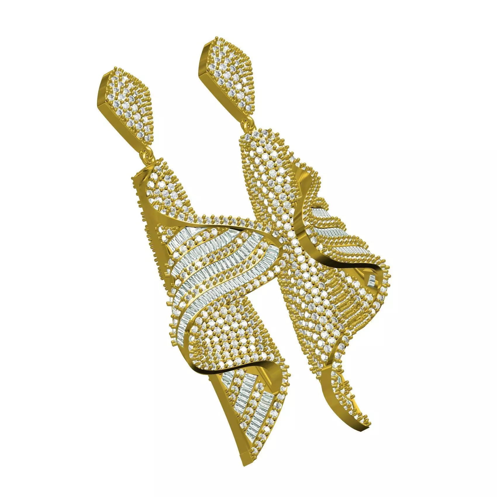 Antique Wave Dangle Drop Earring 3D print model_0