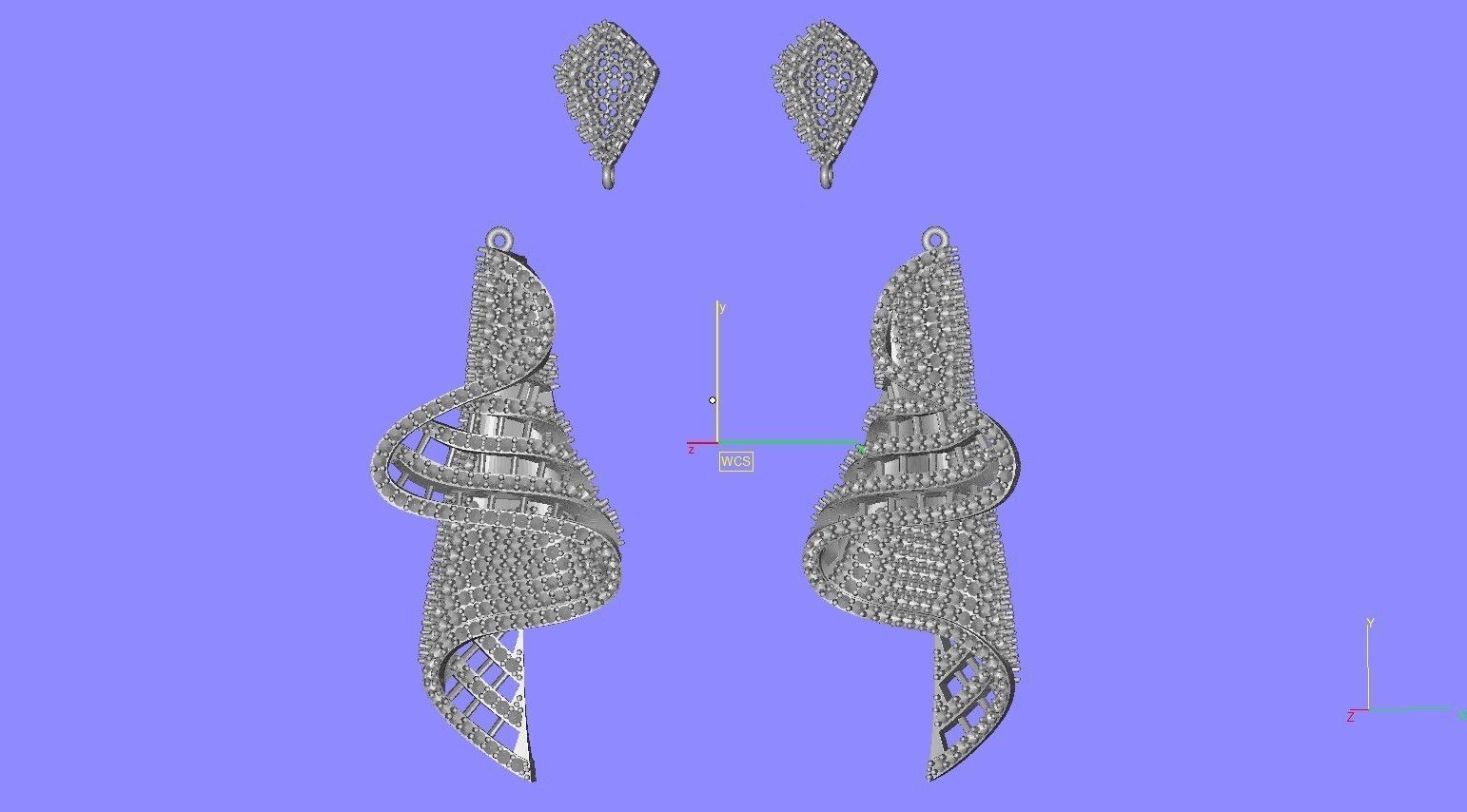 Antique Wave Dangle Drop Earring 3D print model_13