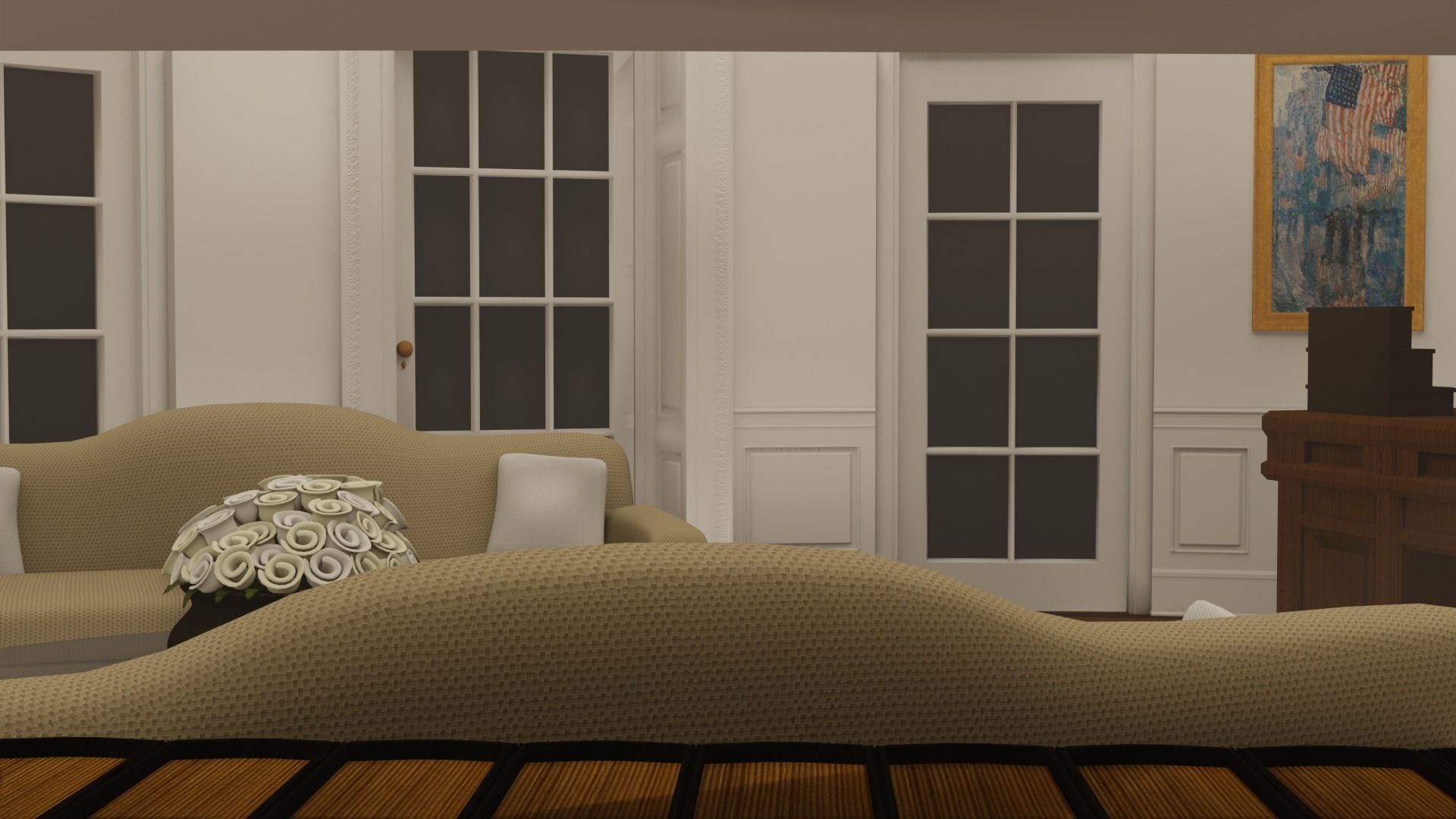 OVAL OFFICE - PRESIDENT OFFICE  Low-poly 3D model_3