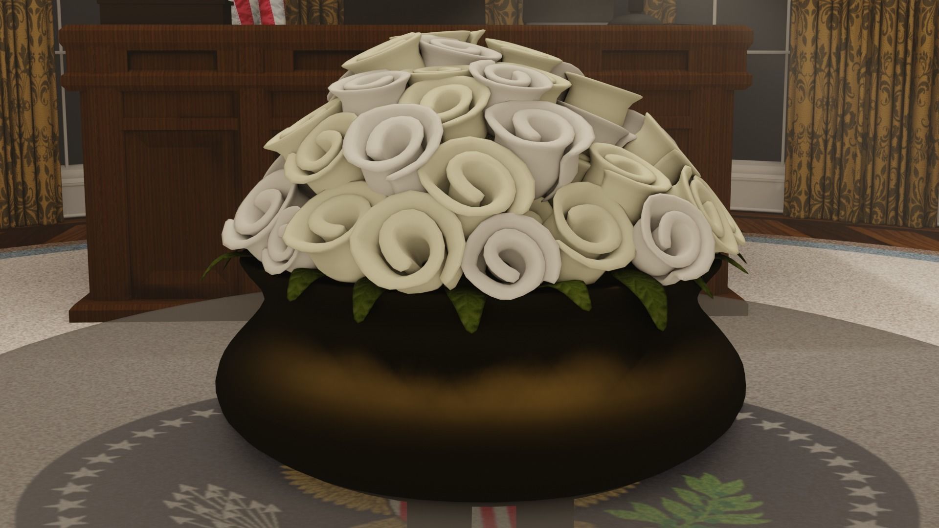 OVAL OFFICE - PRESIDENT OFFICE  Low-poly 3D model_9