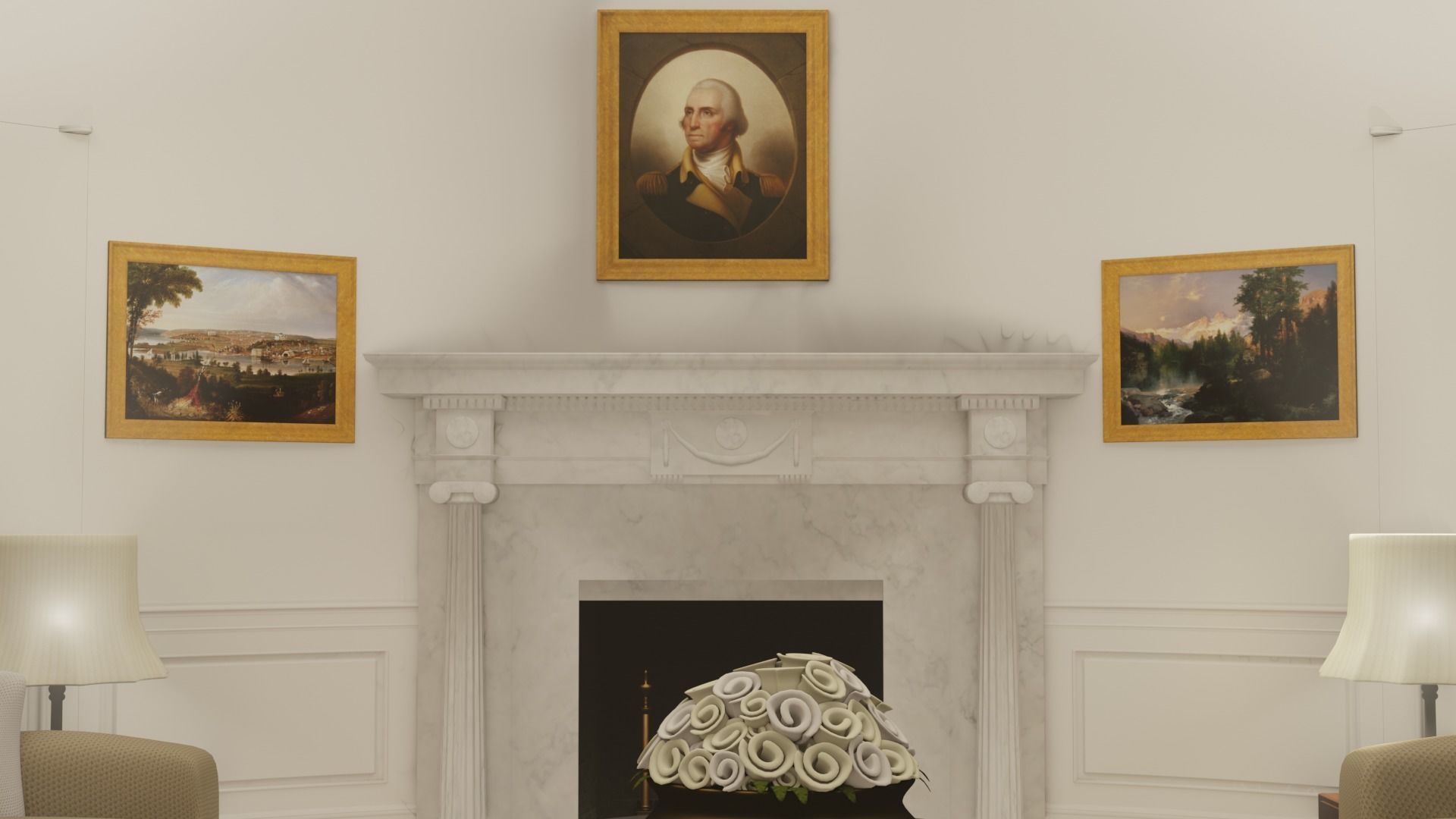 OVAL OFFICE - PRESIDENT OFFICE  Low-poly 3D model_21
