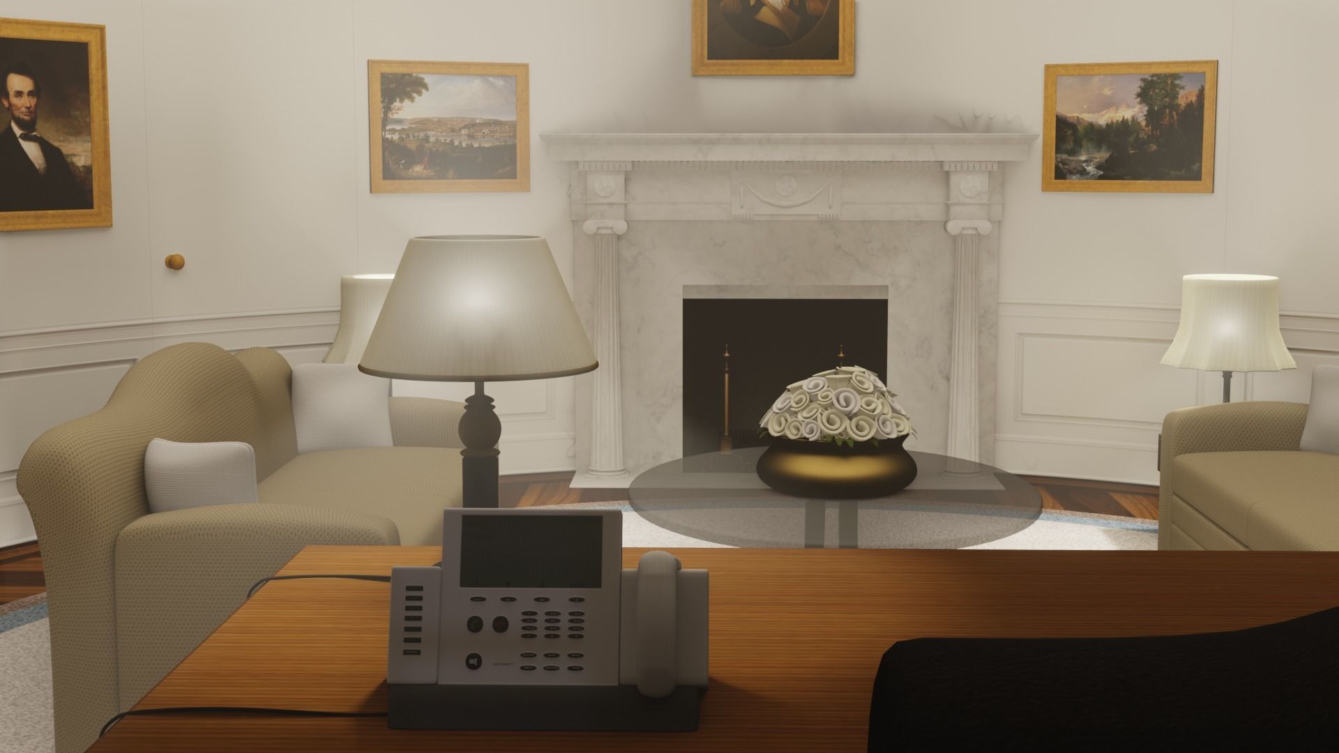 OVAL OFFICE - PRESIDENT OFFICE  Low-poly 3D model_2