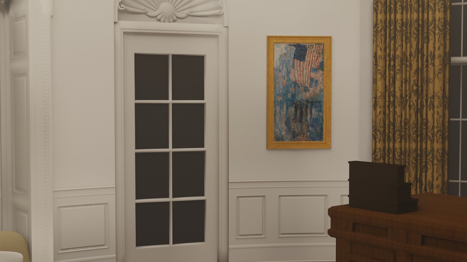 OVAL OFFICE - PRESIDENT OFFICE  Low-poly 3D model_15