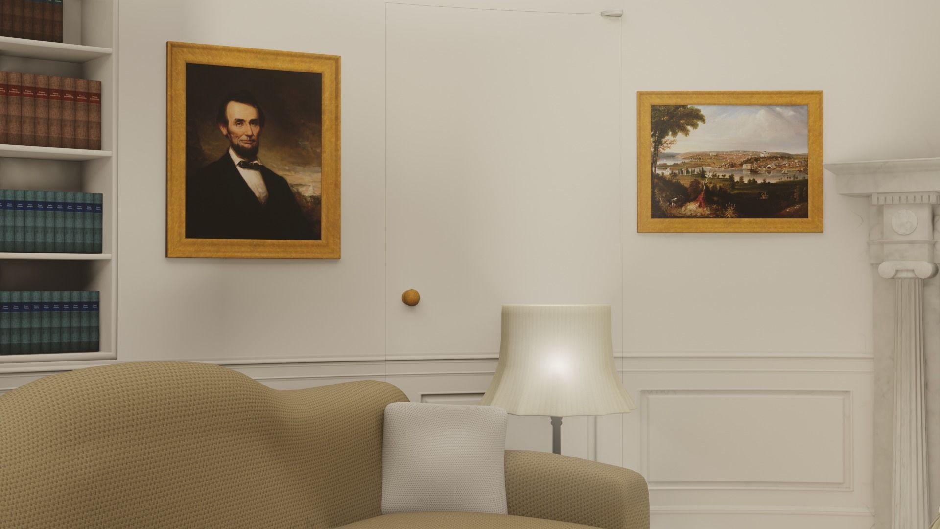 OVAL OFFICE - PRESIDENT OFFICE  Low-poly 3D model_4