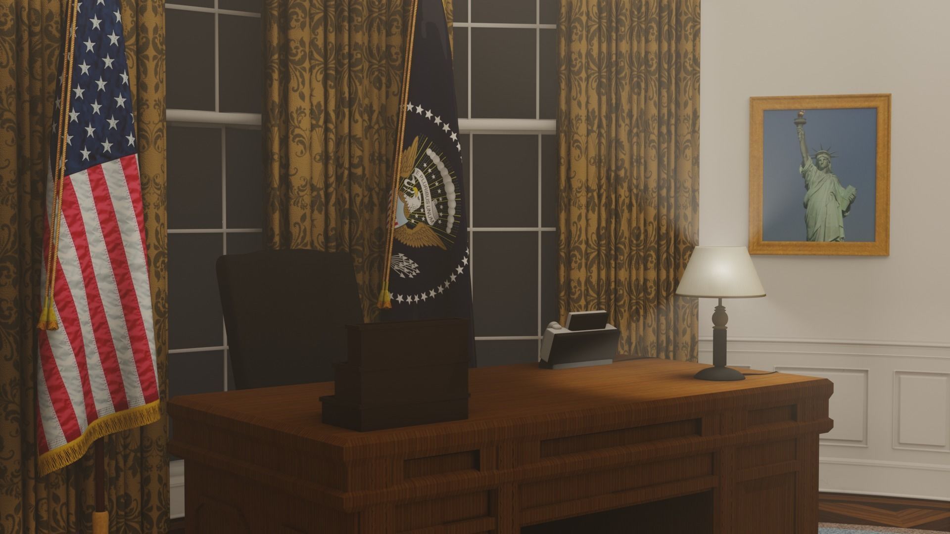 OVAL OFFICE - PRESIDENT OFFICE  Low-poly 3D model_20