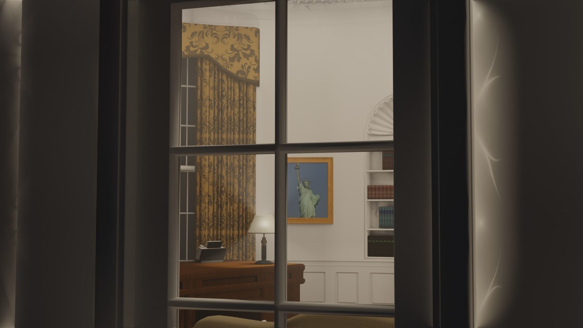 OVAL OFFICE - PRESIDENT OFFICE  Low-poly 3D model_19