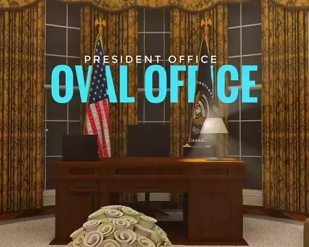 OVAL OFFICE - PRESIDENT OFFICE  Low-poly 3D model