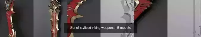 Set of stylized viking weapons 3D Model Collection