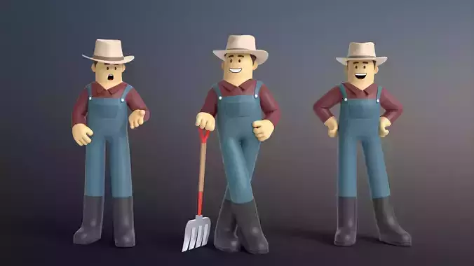 Minimal Farmer Cartoon Character