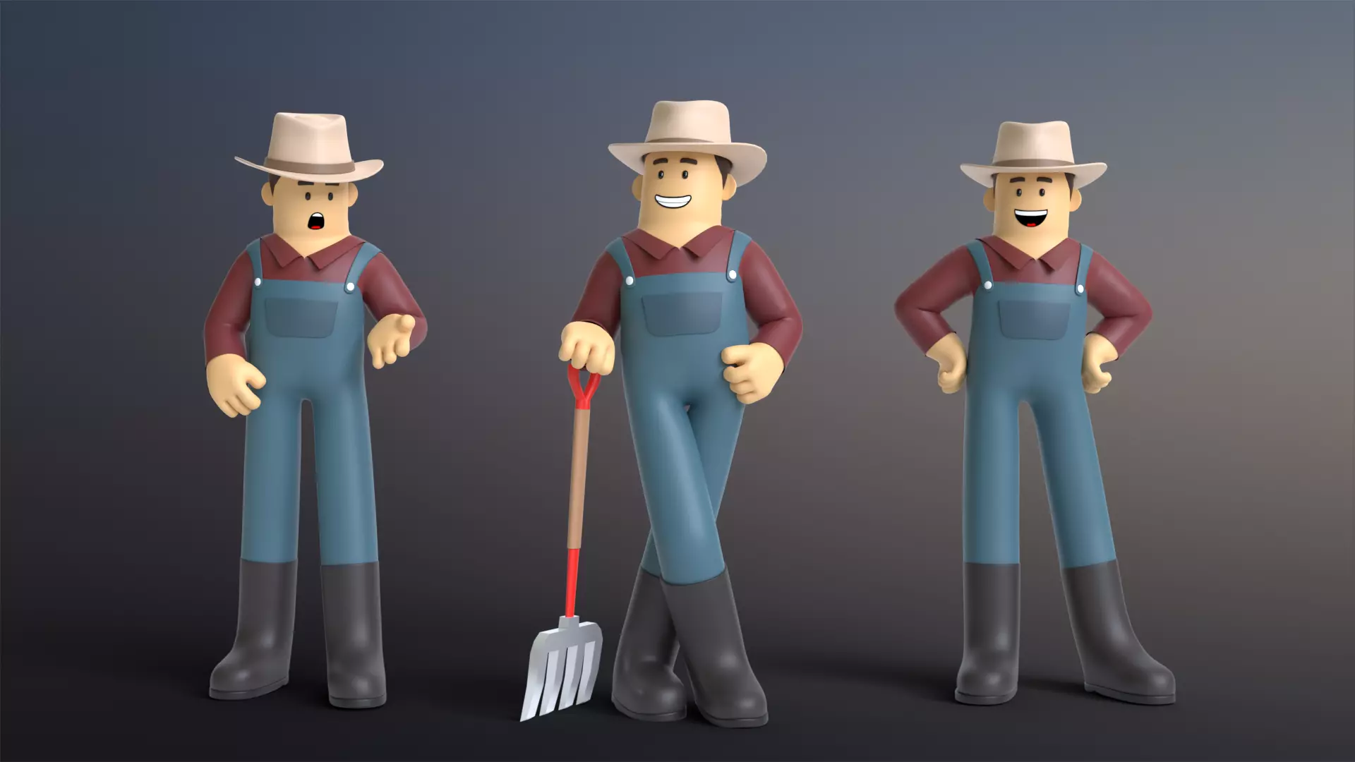 3D model Minimal Farmer Cartoon Character VR / AR / low-poly | CGTrader