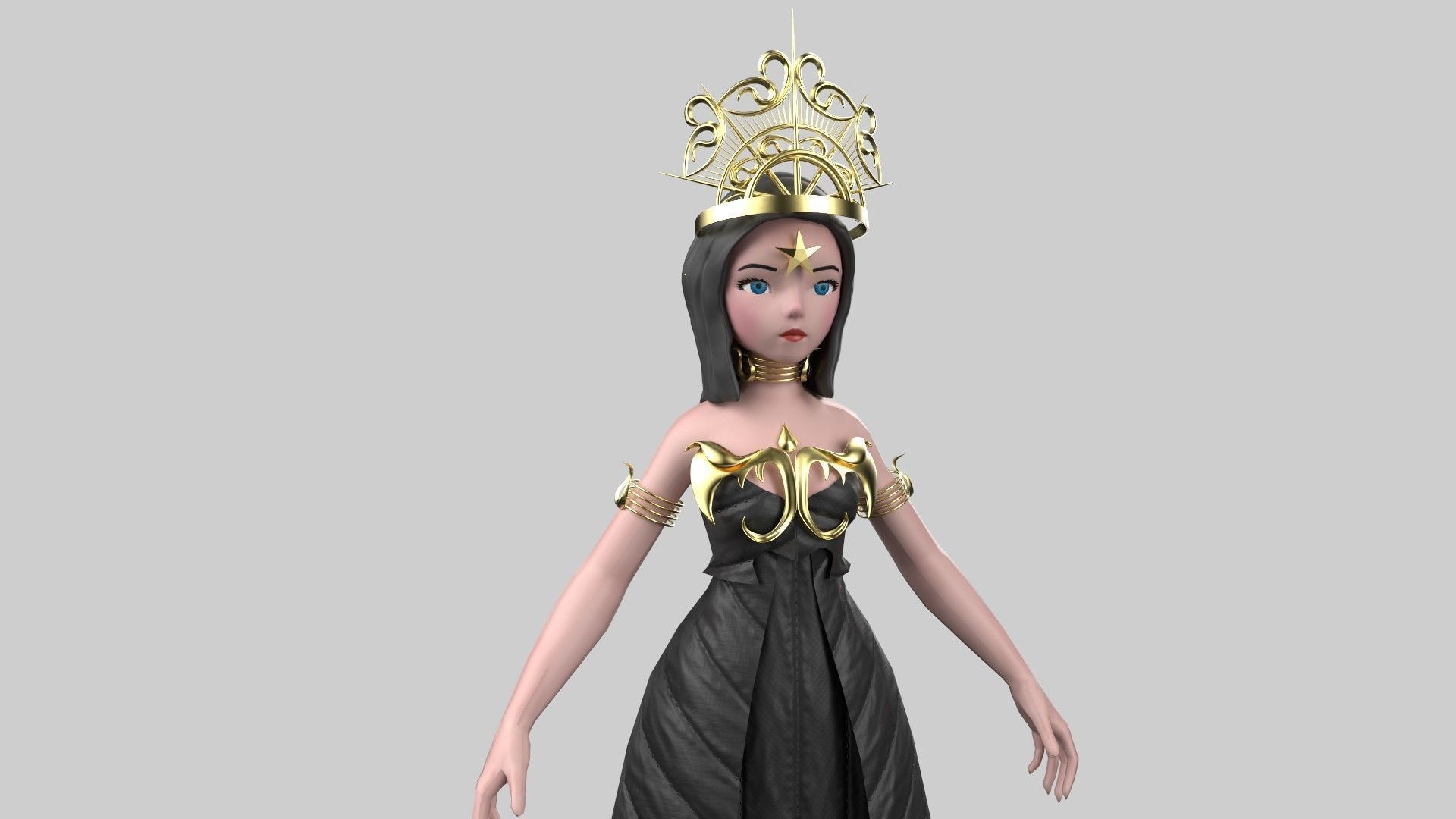 Girl toonish  3D model_4
