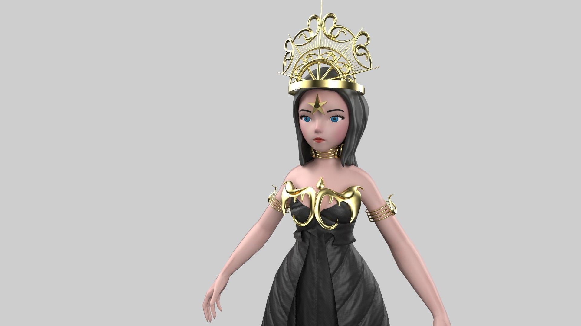 Girl toonish  3D model_2