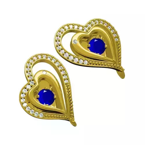 Antique Double Heart Diamond Earring