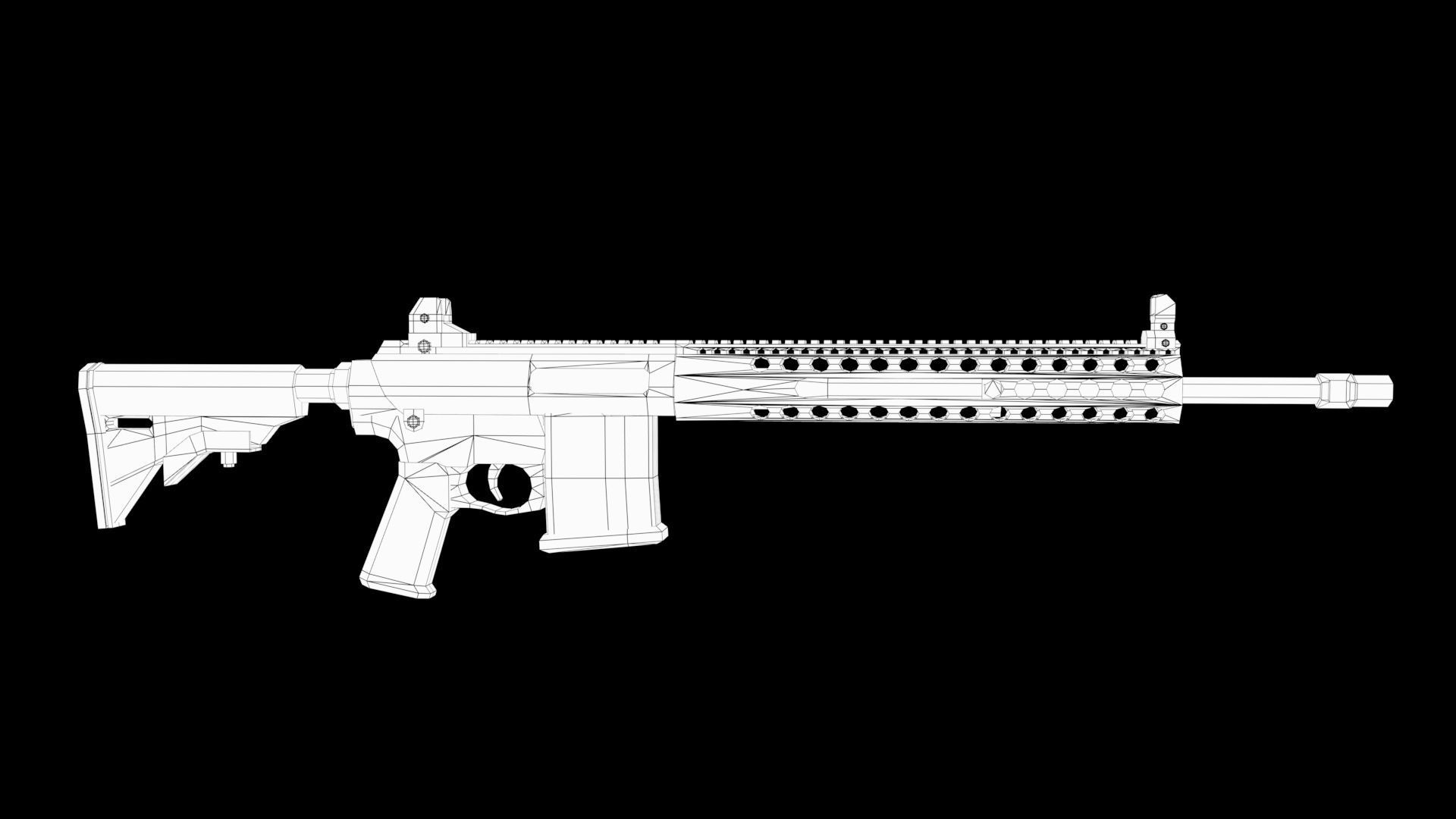 M4 gun Low-poly 3D model_7