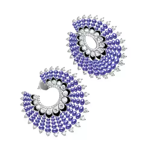 Purple Sapphire Pearl Stud Earring