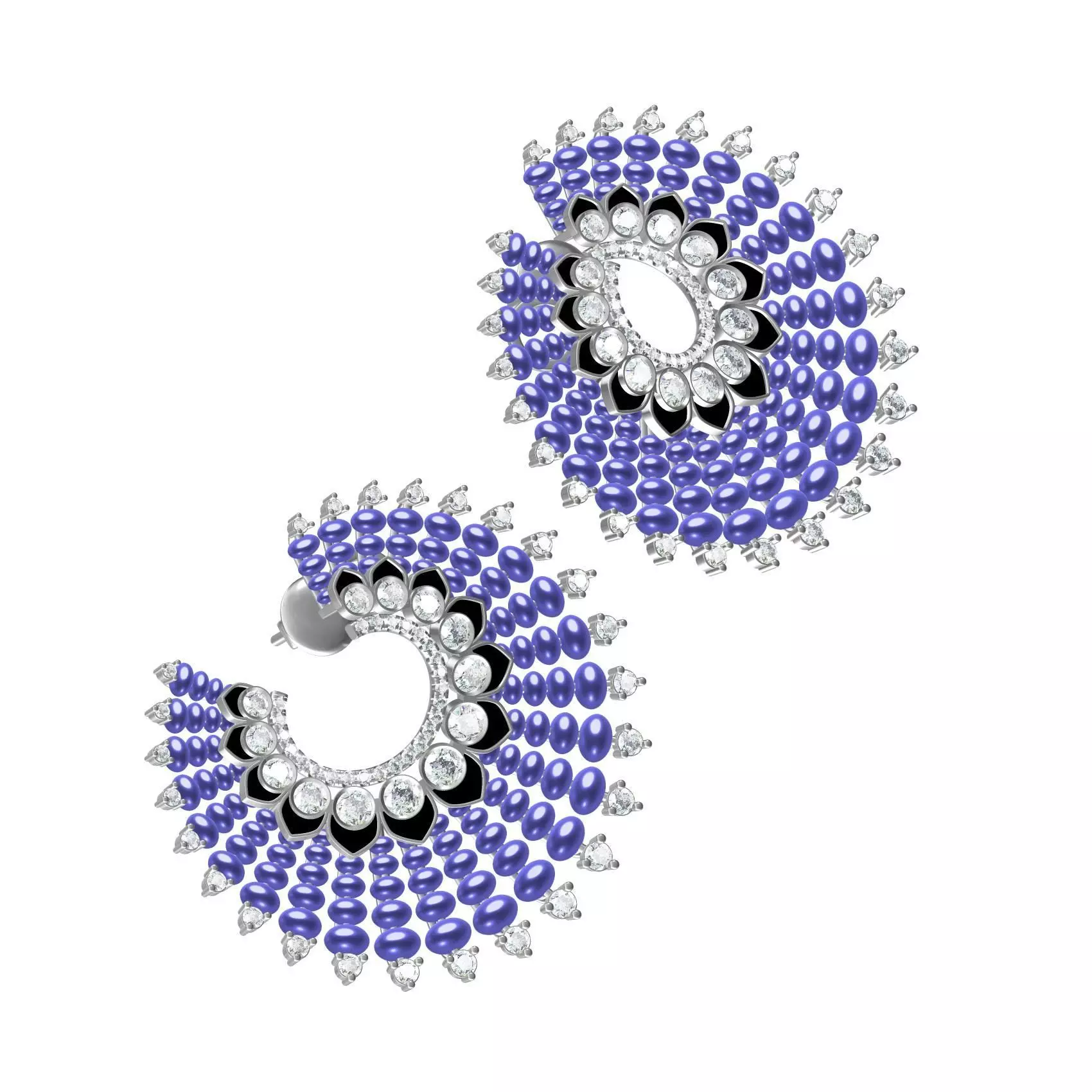 Purple Sapphire Pearl Stud Earring 3D print model