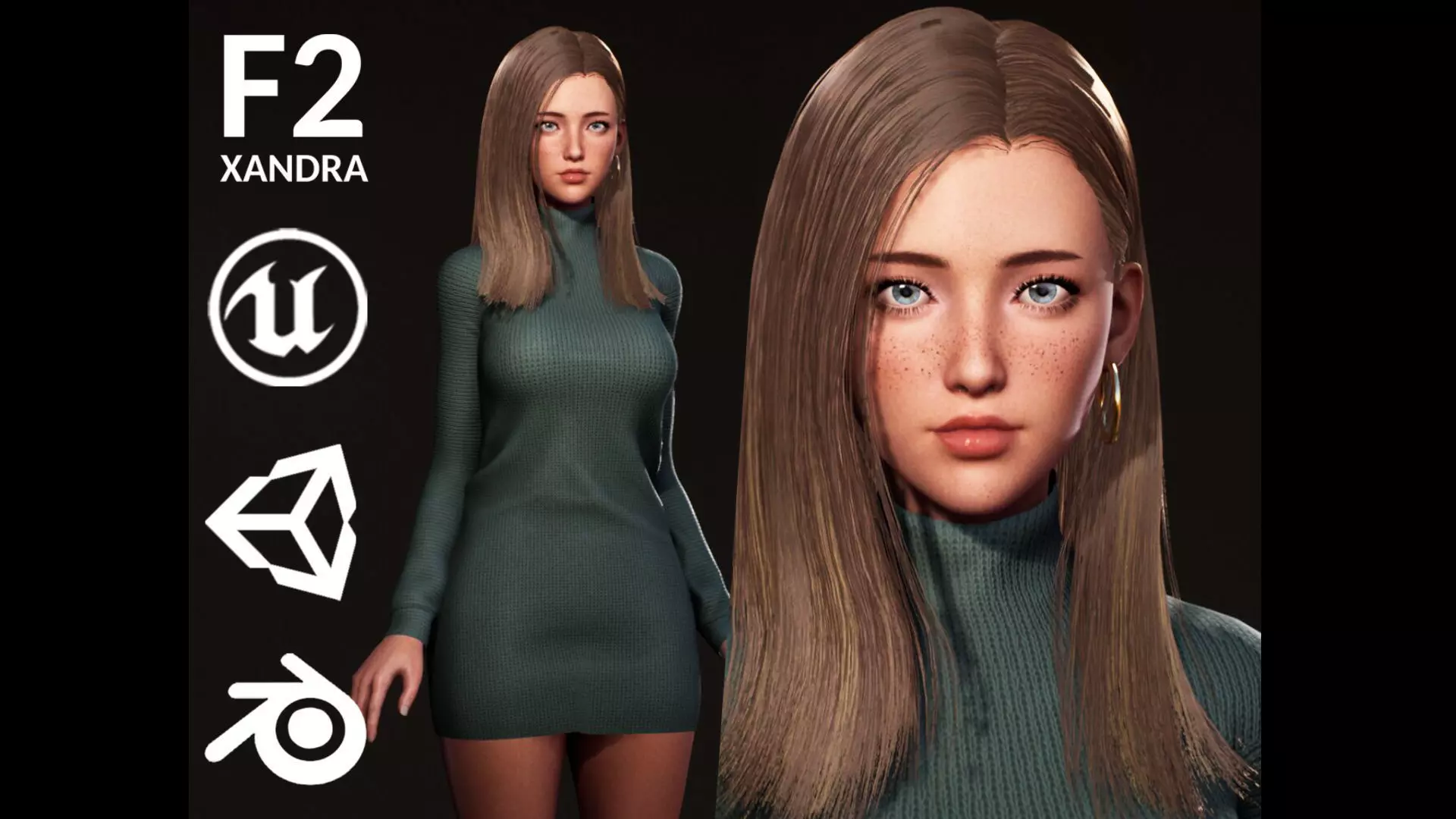 F2 Modern Girl Riley Low-poly 3D model_0