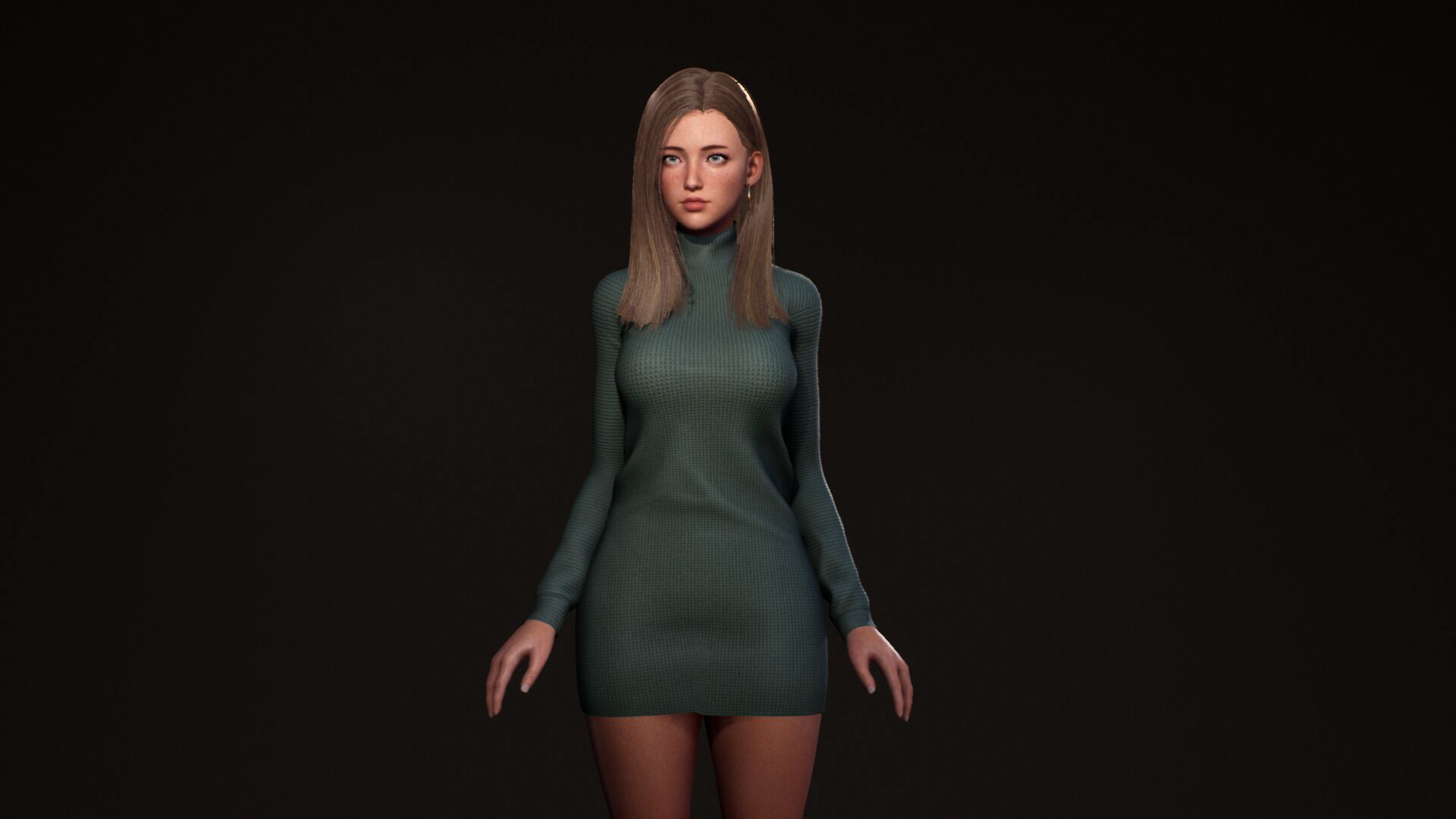 F2 Modern Girl Riley Low-poly 3D model_8