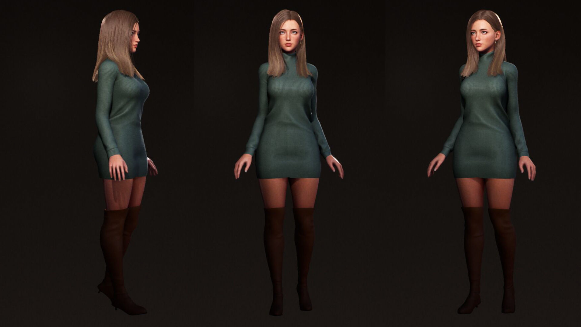 F2 Modern Girl Riley Low-poly 3D model_2