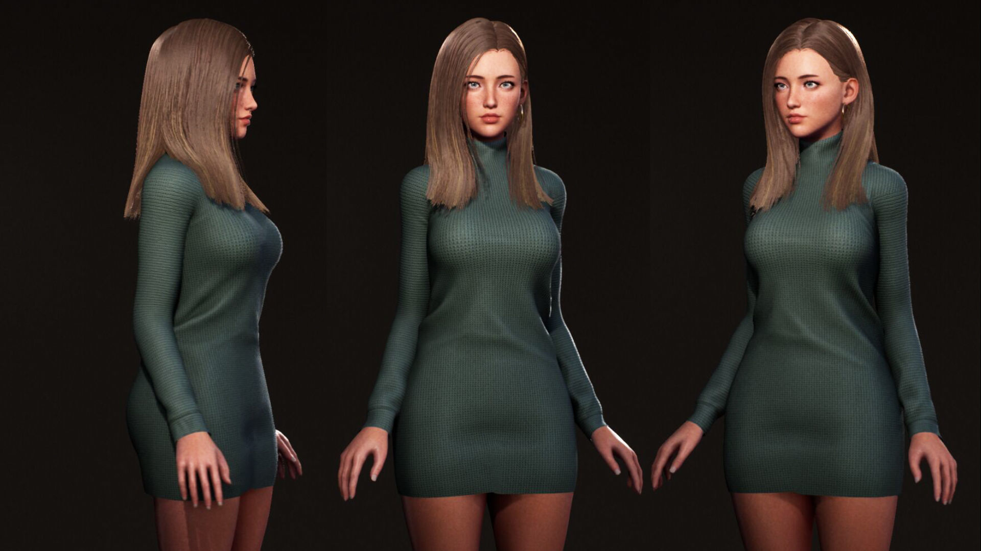 F2 Modern Girl Riley Low-poly 3D model_1