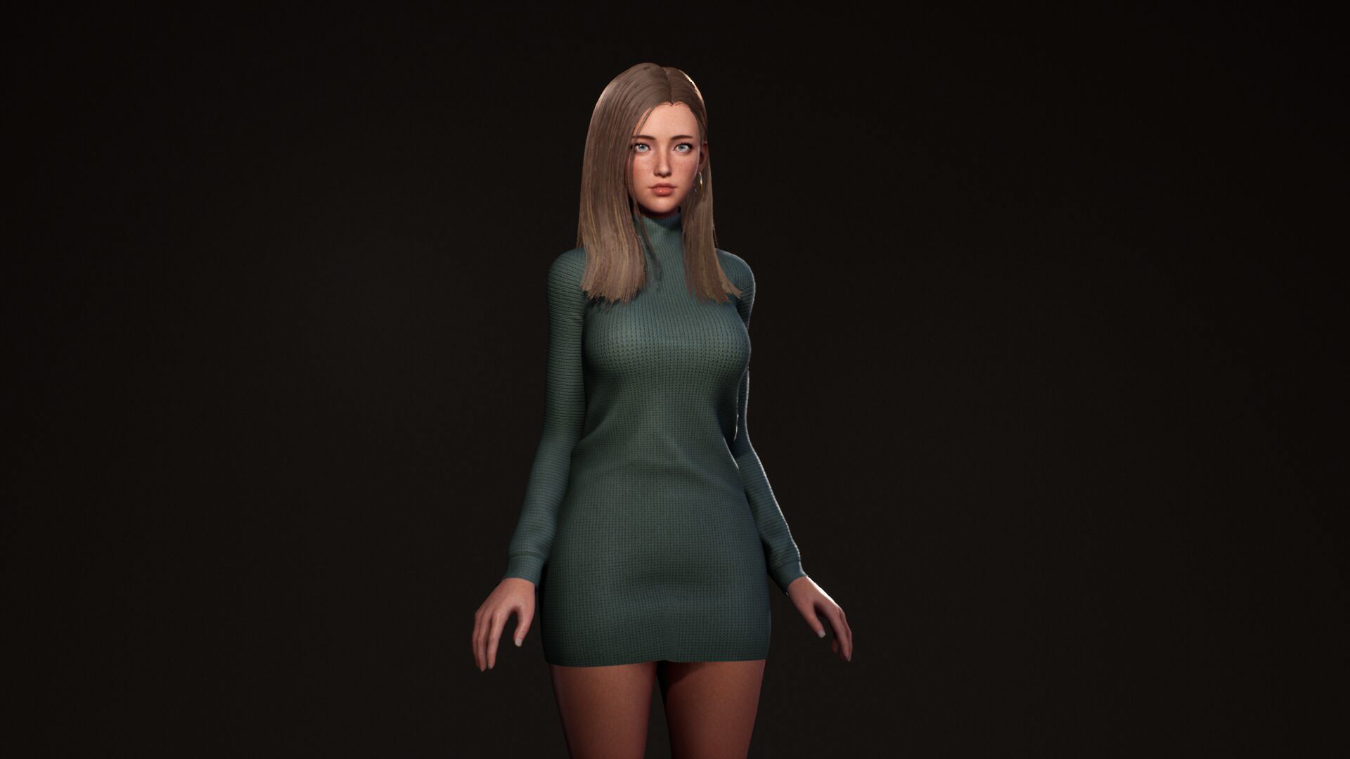 F2 Modern Girl Riley Low-poly 3D model_7