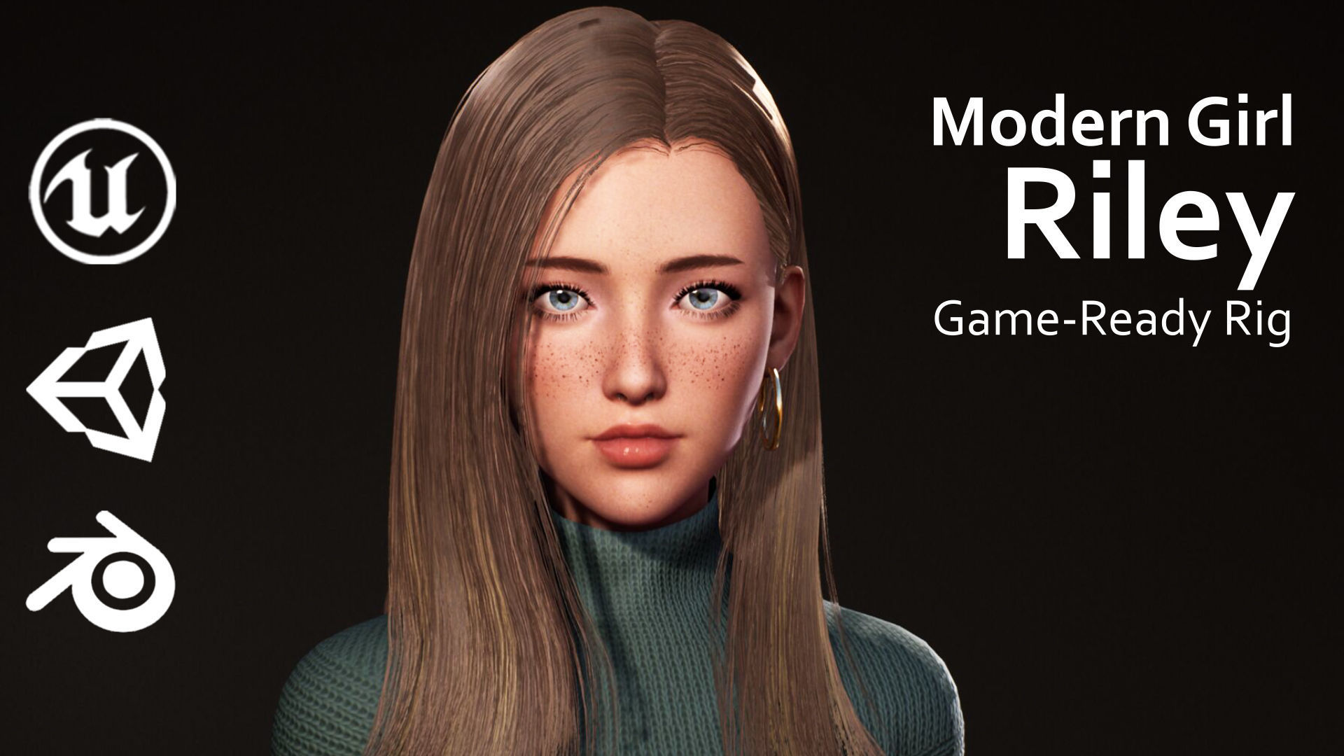 F2 Modern Girl Riley Low-poly 3D model_9