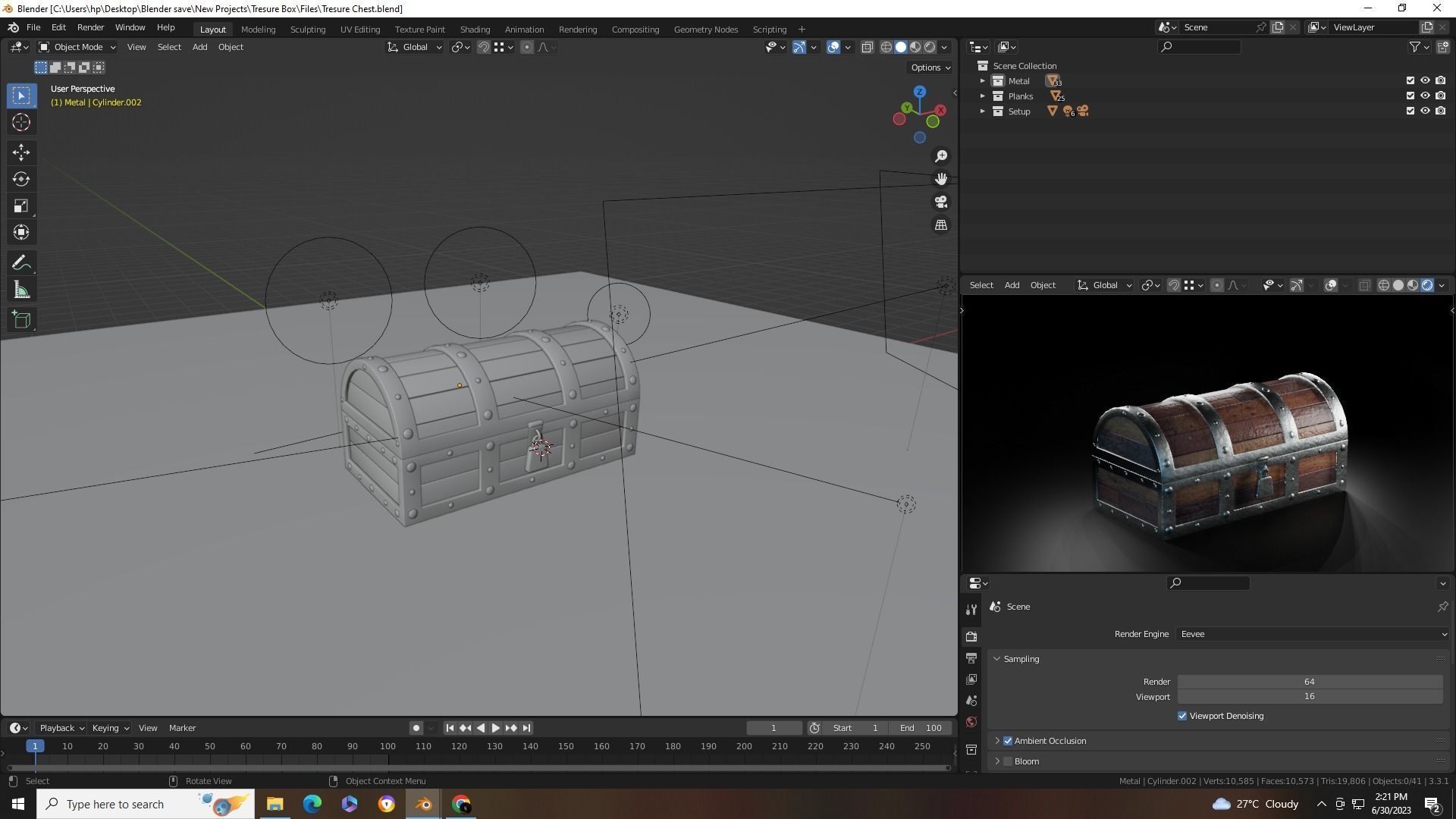Tresure Chest Low-poly 3D model_12