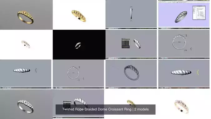 Twisted Rope Braided Dome Croissant Ring