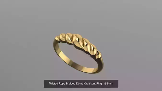 Twisted Rope Braided Dome Croissant Ring 3D Model Collection