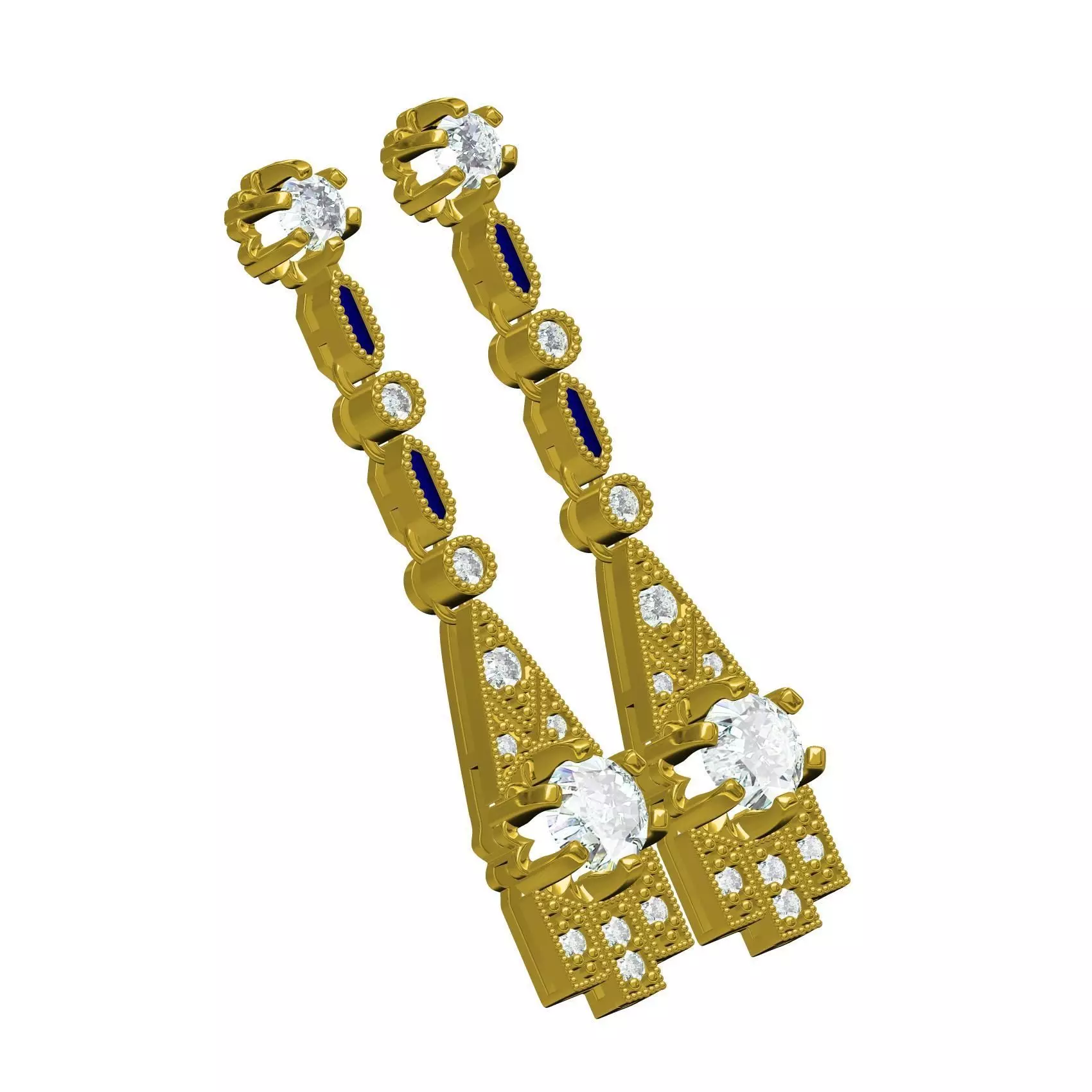 Art Deco Style Push Back Earring 3D print model