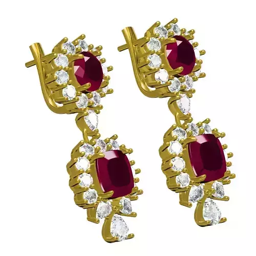 Cushion and Oval Stone Round Diamond Halo Omega Back Earring