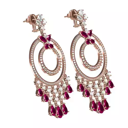 Antique Large Diamond Ring Pear Drop Earring