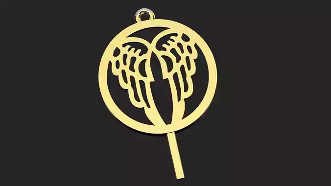 Angel wing flat necklace pendant 3D print model