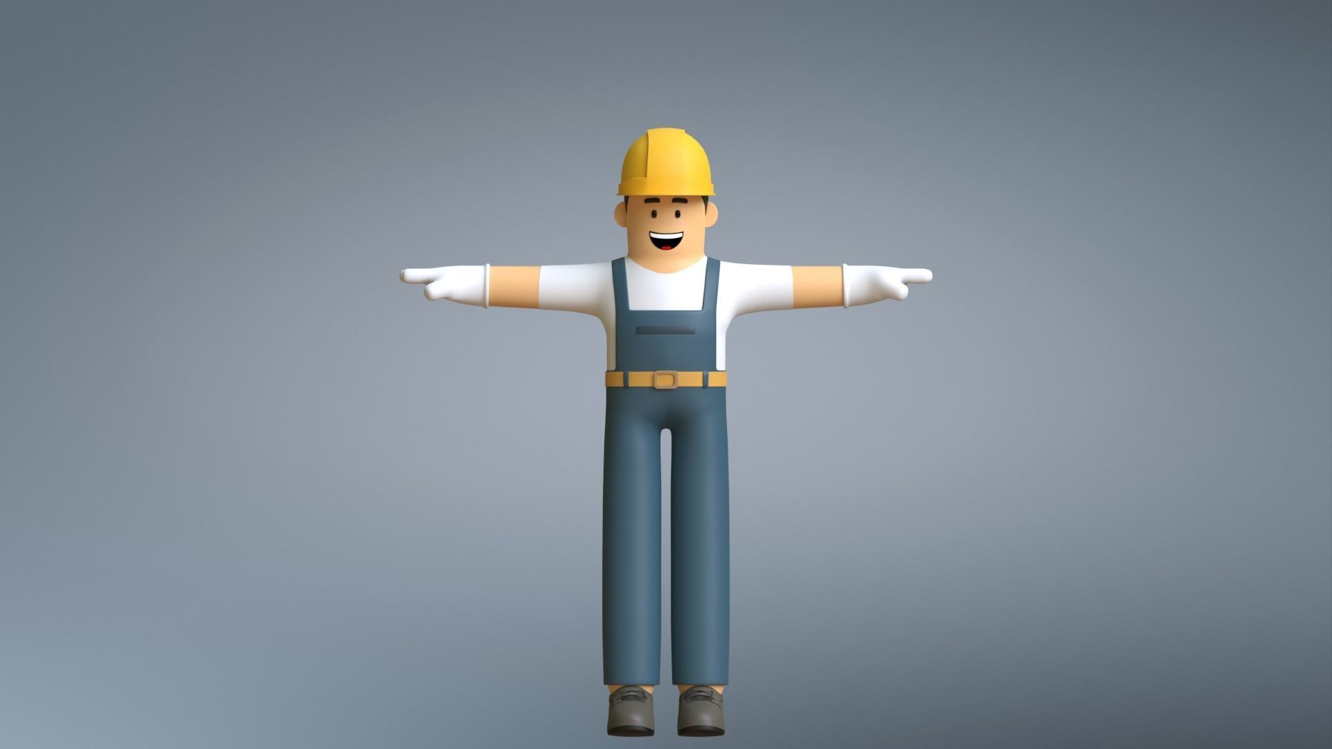 Minimal Electrician Cartoon Character 3D model_8