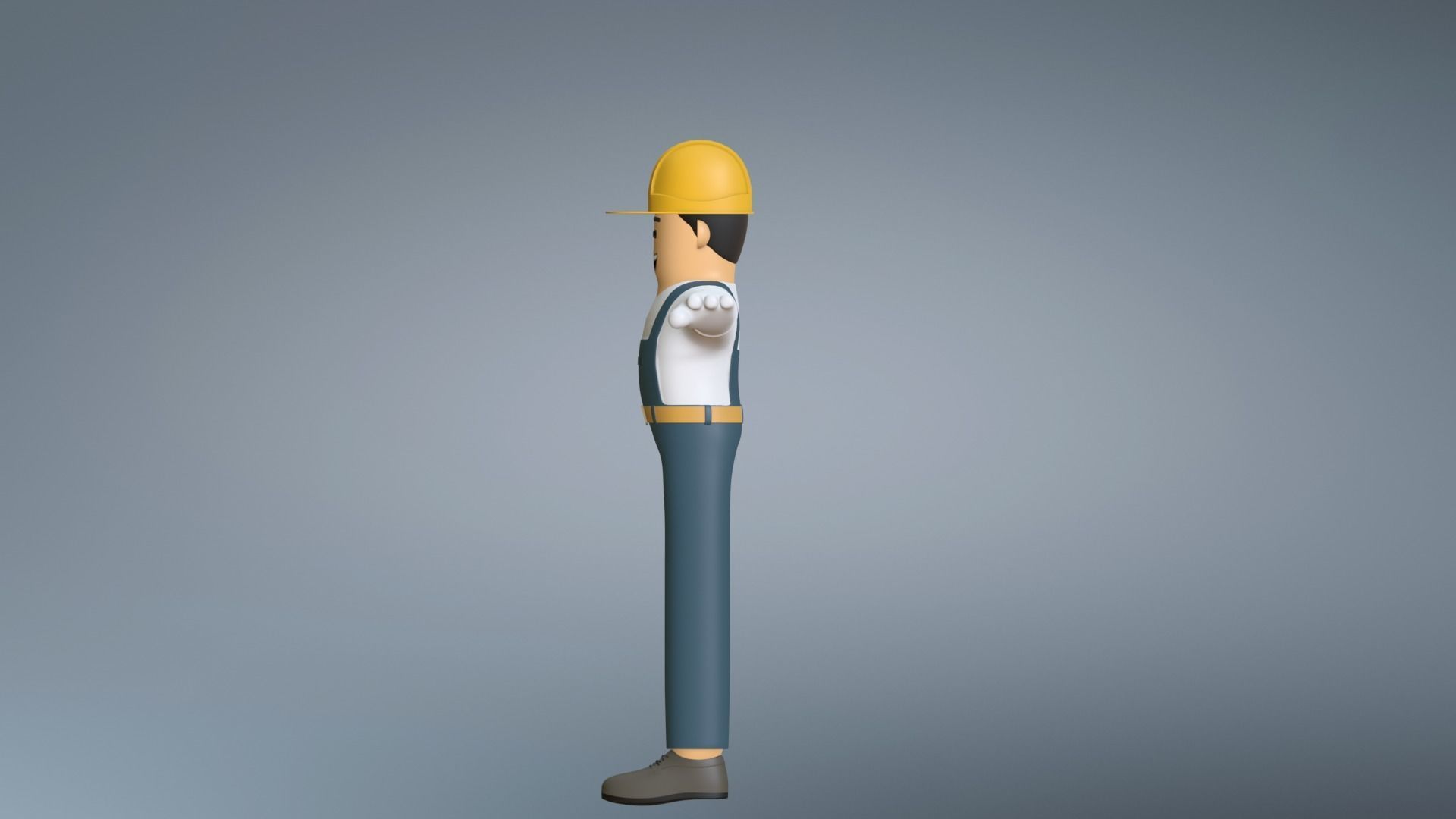 Minimal Electrician Cartoon Character 3D model_15