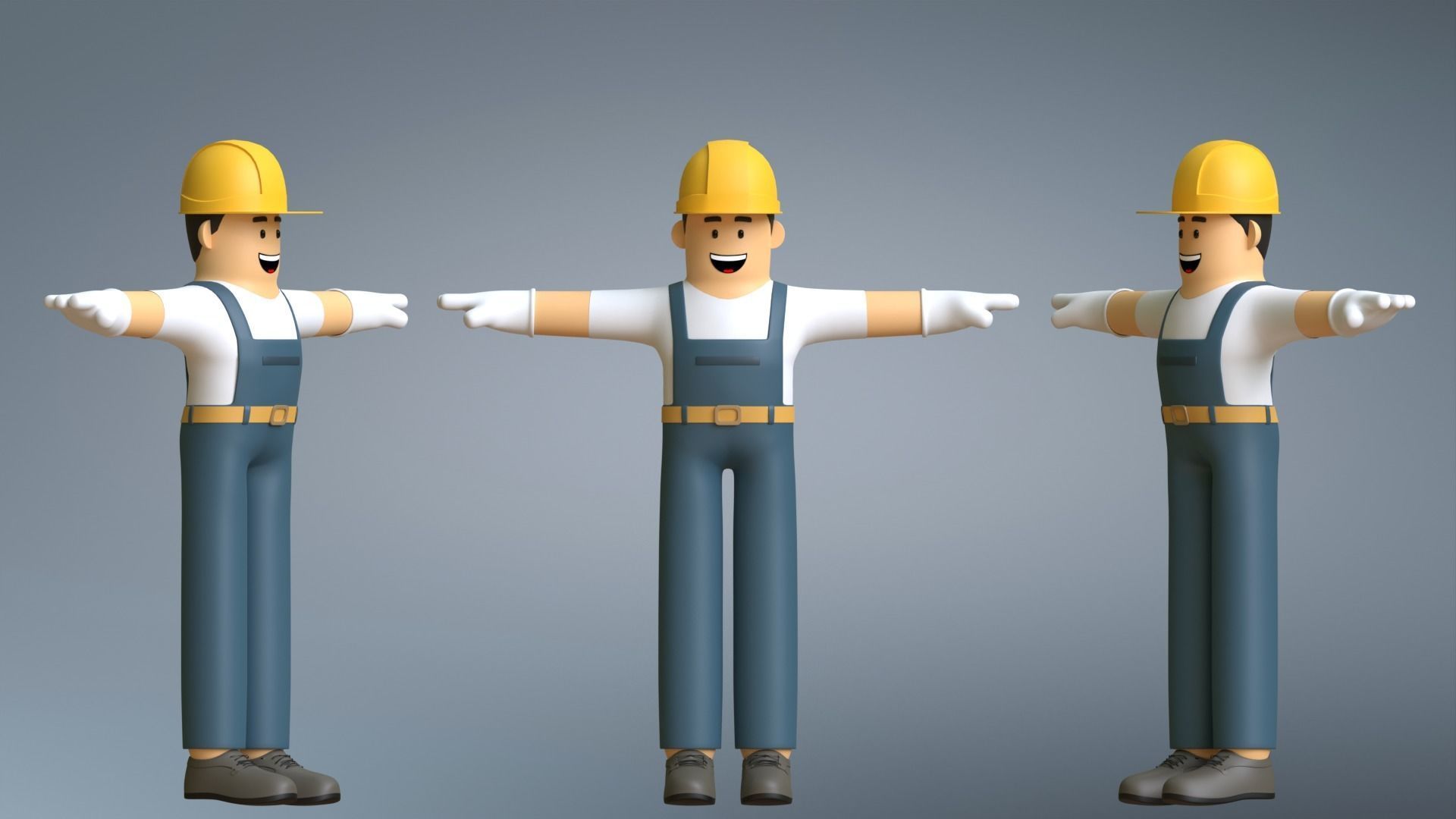 Minimal Electrician Cartoon Character 3D model_5