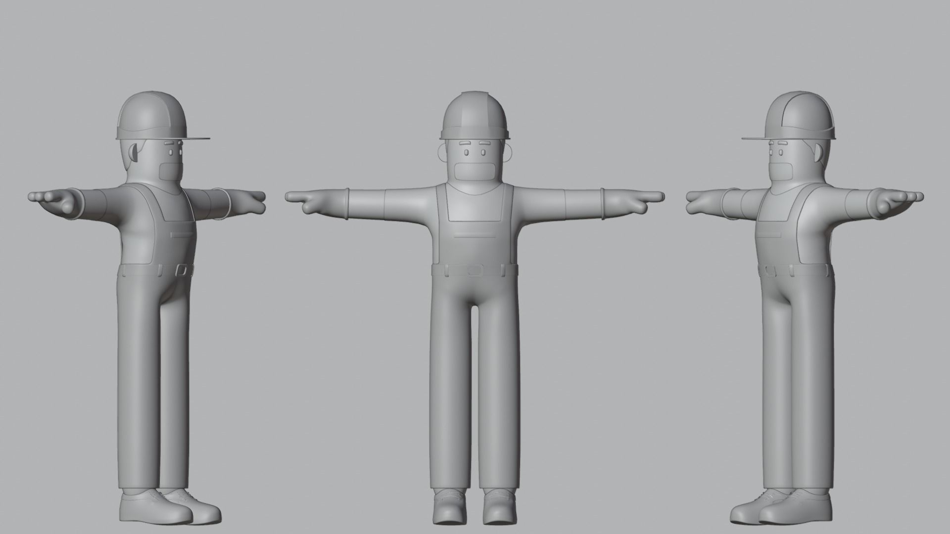 Minimal Electrician Cartoon Character 3D model_6