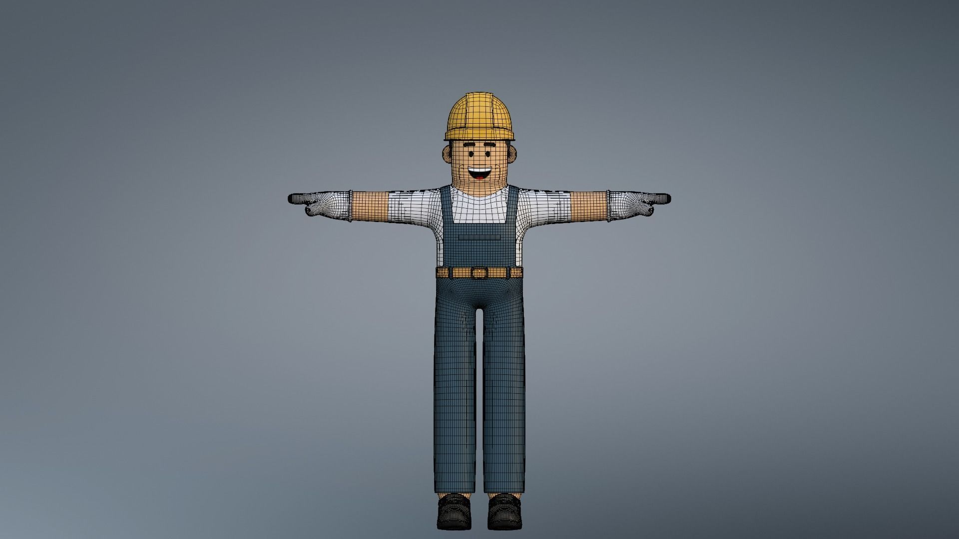 Minimal Electrician Cartoon Character 3D model_24