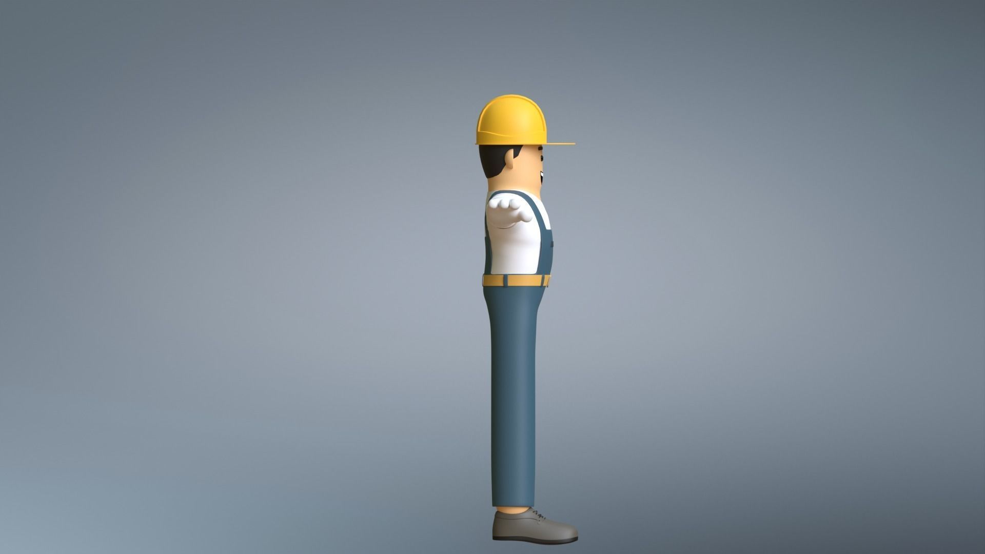 Minimal Electrician Cartoon Character 3D model_9