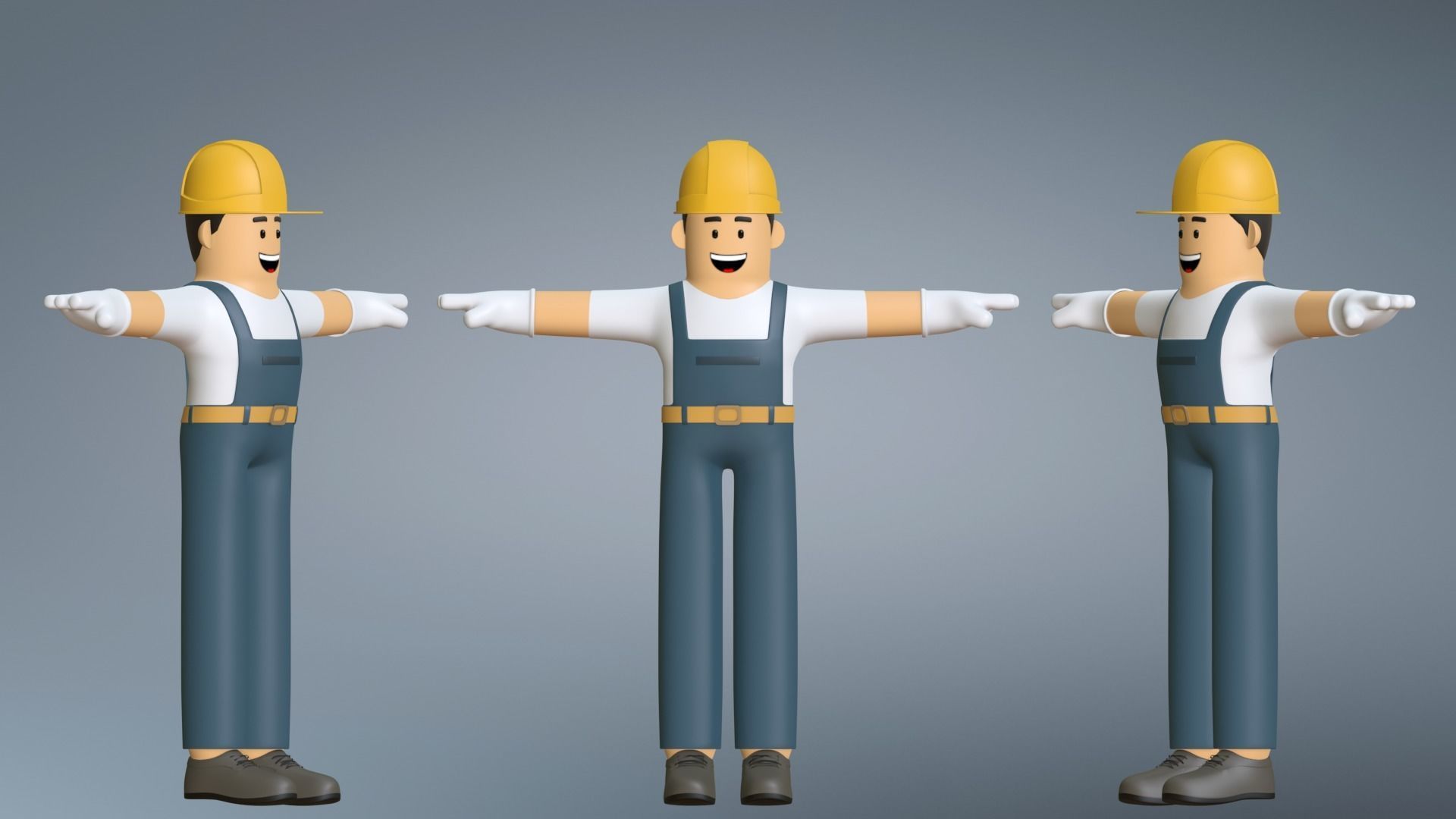 Minimal Electrician Cartoon Character 3D model_7