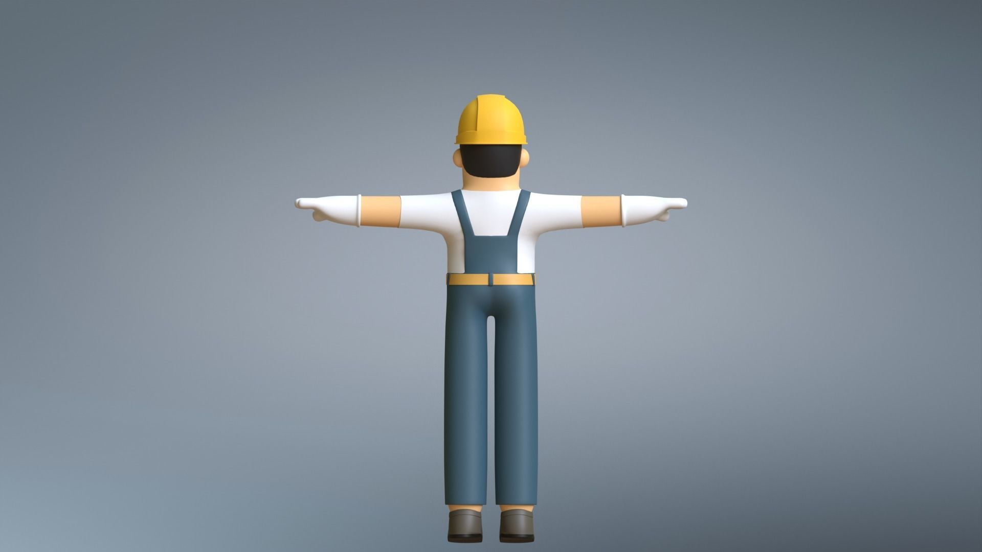 Minimal Electrician Cartoon Character 3D model_10