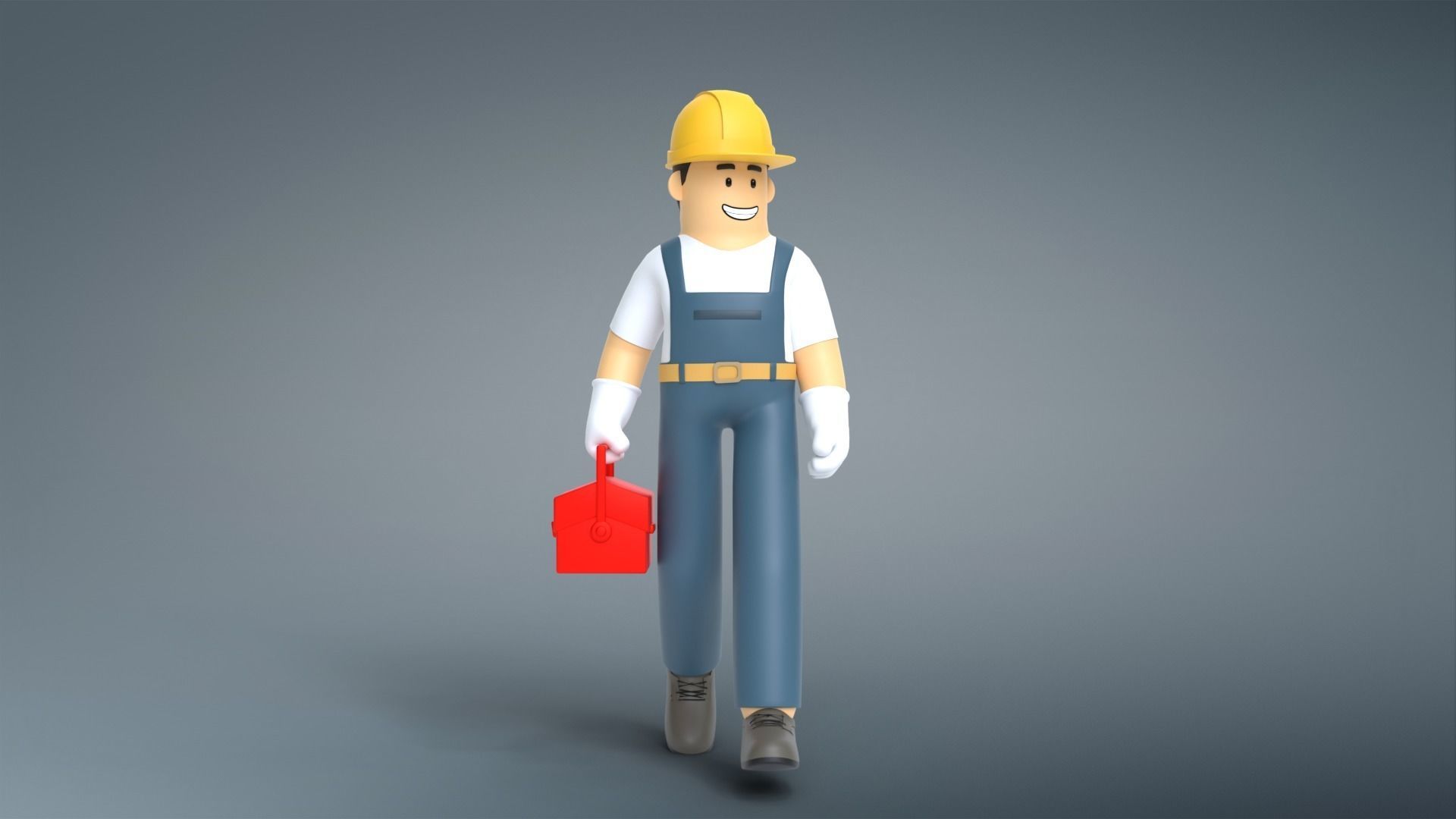 Minimal Electrician Cartoon Character 3D model_2