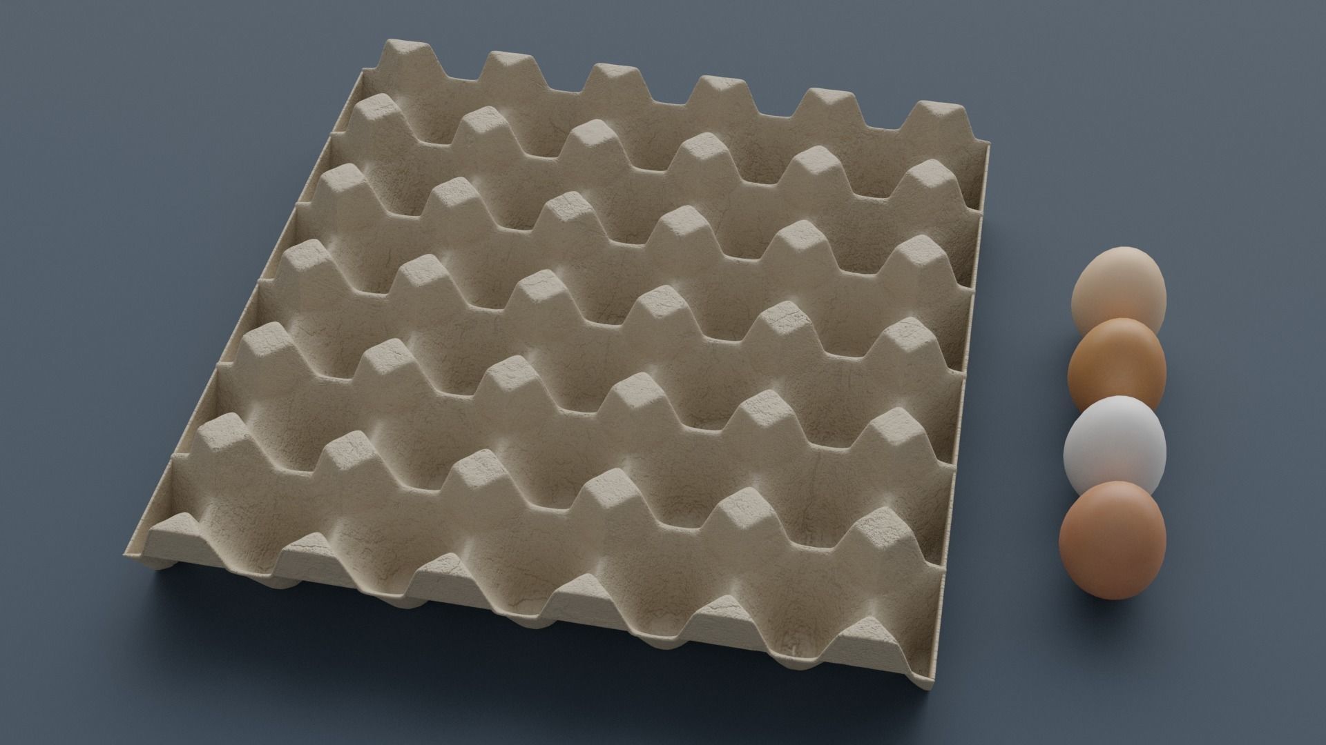 Egg trays with 4 different colors of egg Low-poly 3D model_1