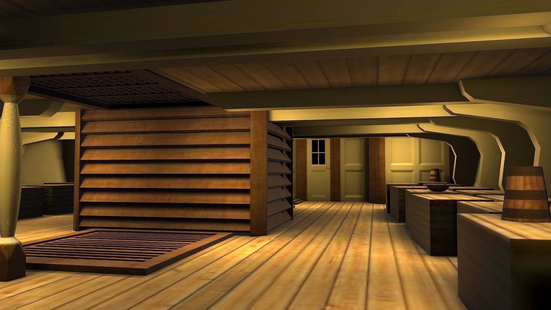 38 Gun Frigate Laurore Furnished Interior 1765 Low-poly 3D model_22