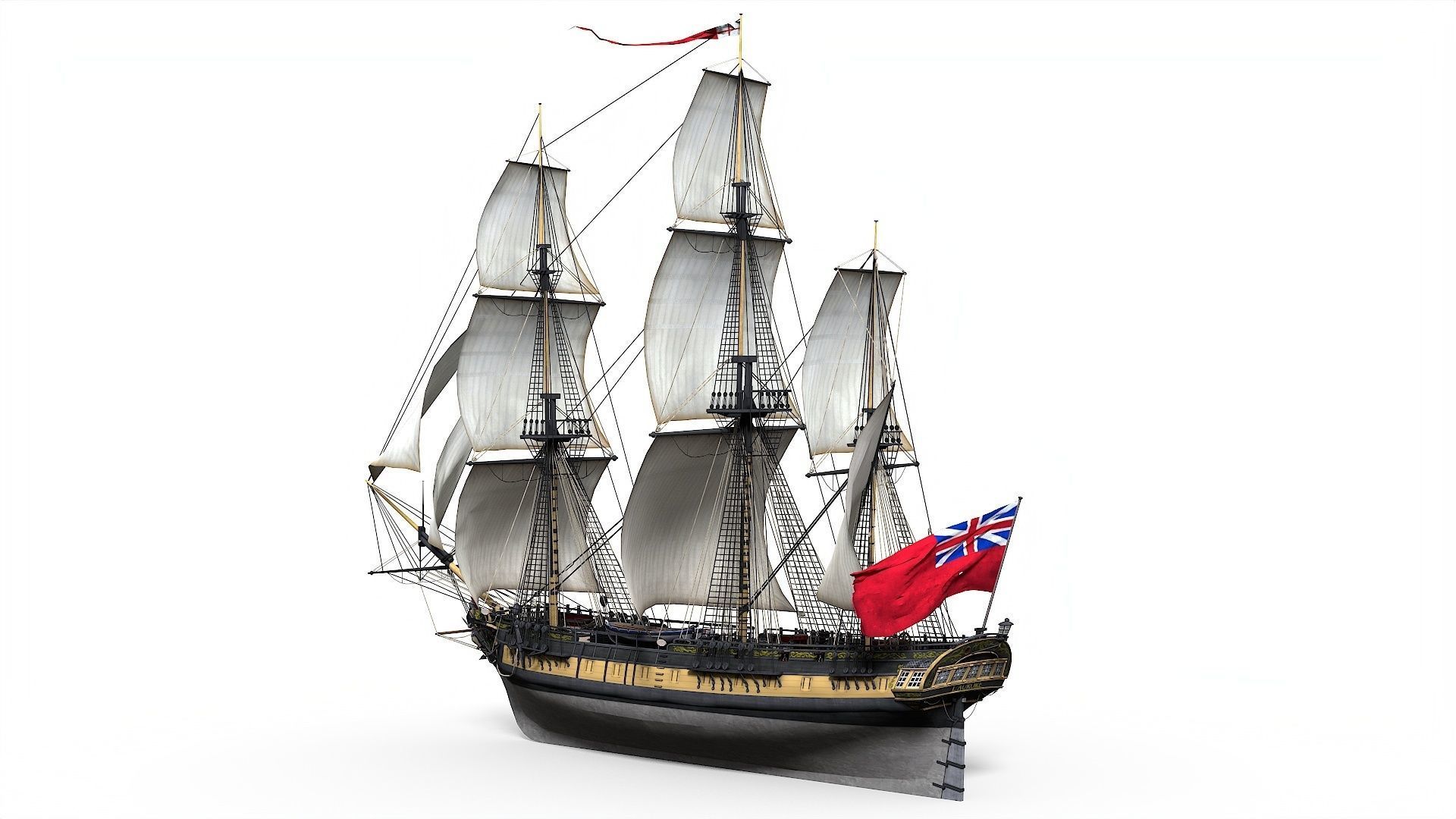 38 Gun Frigate Laurore Furnished Interior 1765 Low-poly 3D model_3