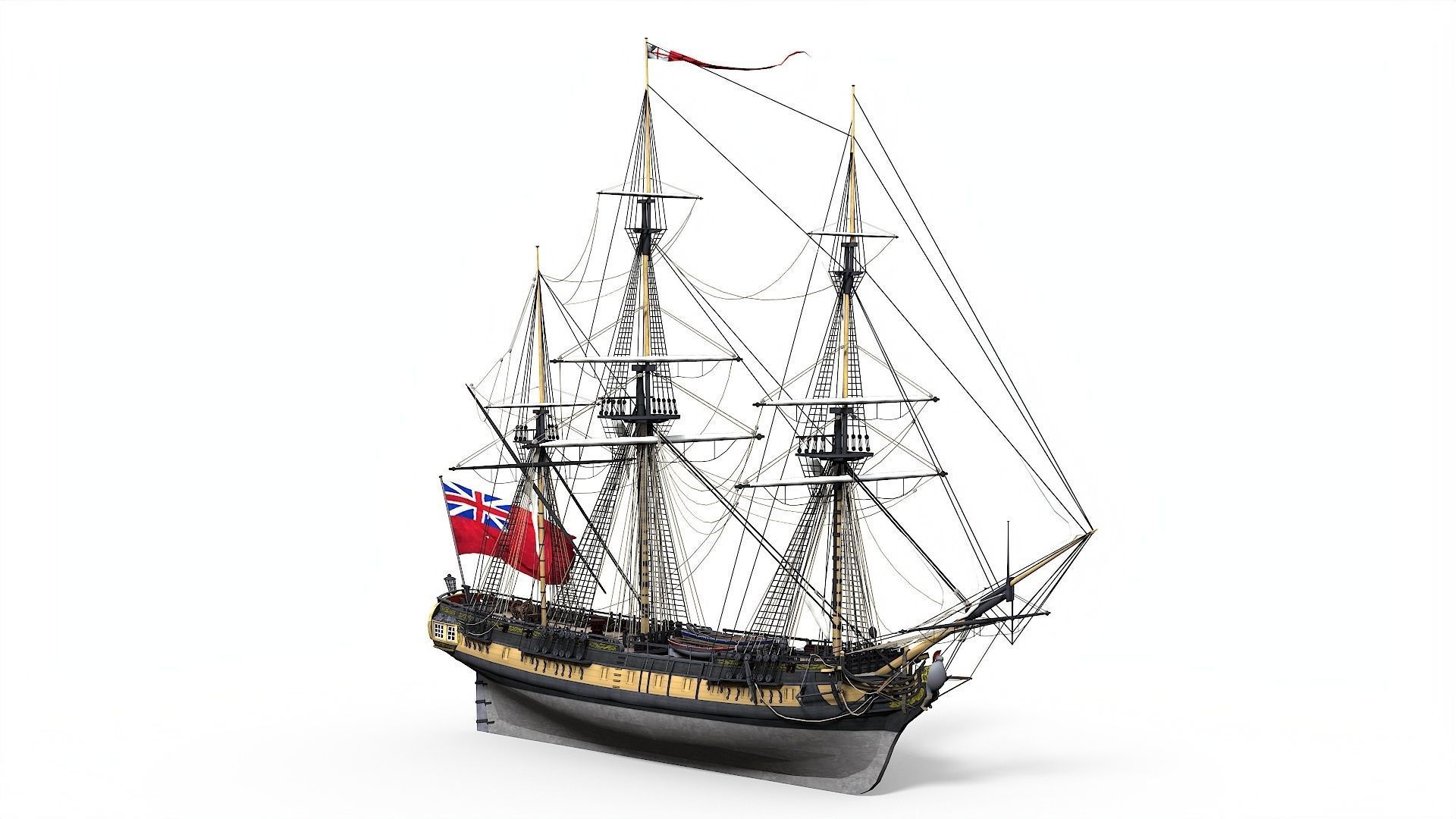 38 Gun Frigate Laurore Furnished Interior 1765 Low-poly 3D model_5