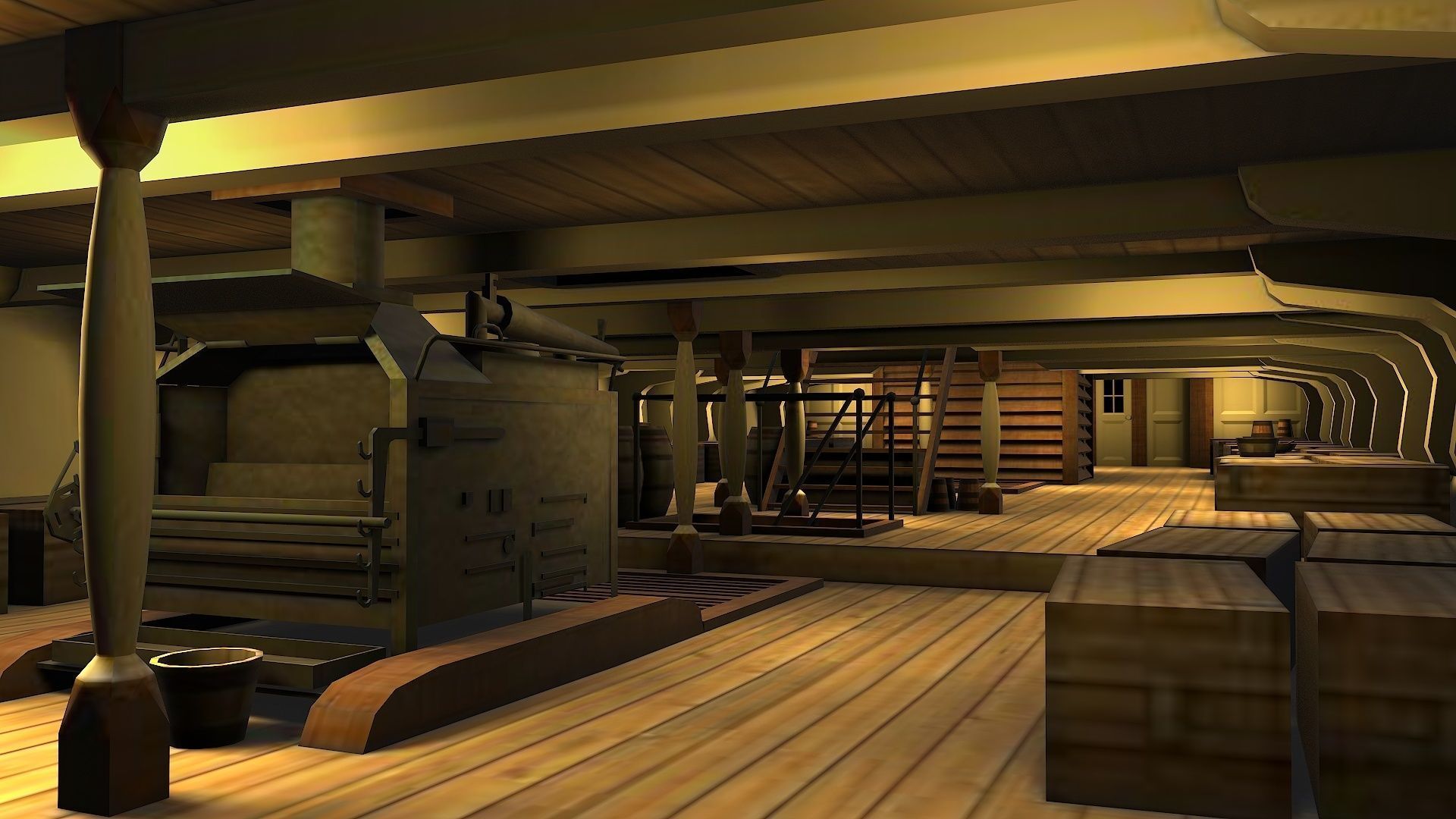 38 Gun Frigate Laurore Furnished Interior 1765 Low-poly 3D model_23