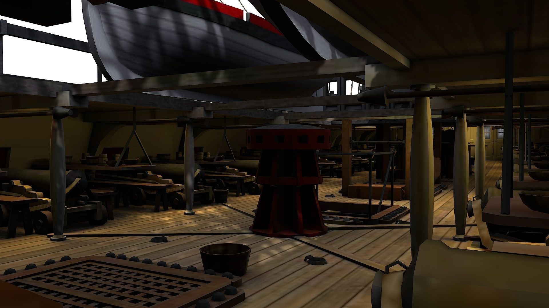 38 Gun Frigate Laurore Furnished Interior 1765 Low-poly 3D model_15